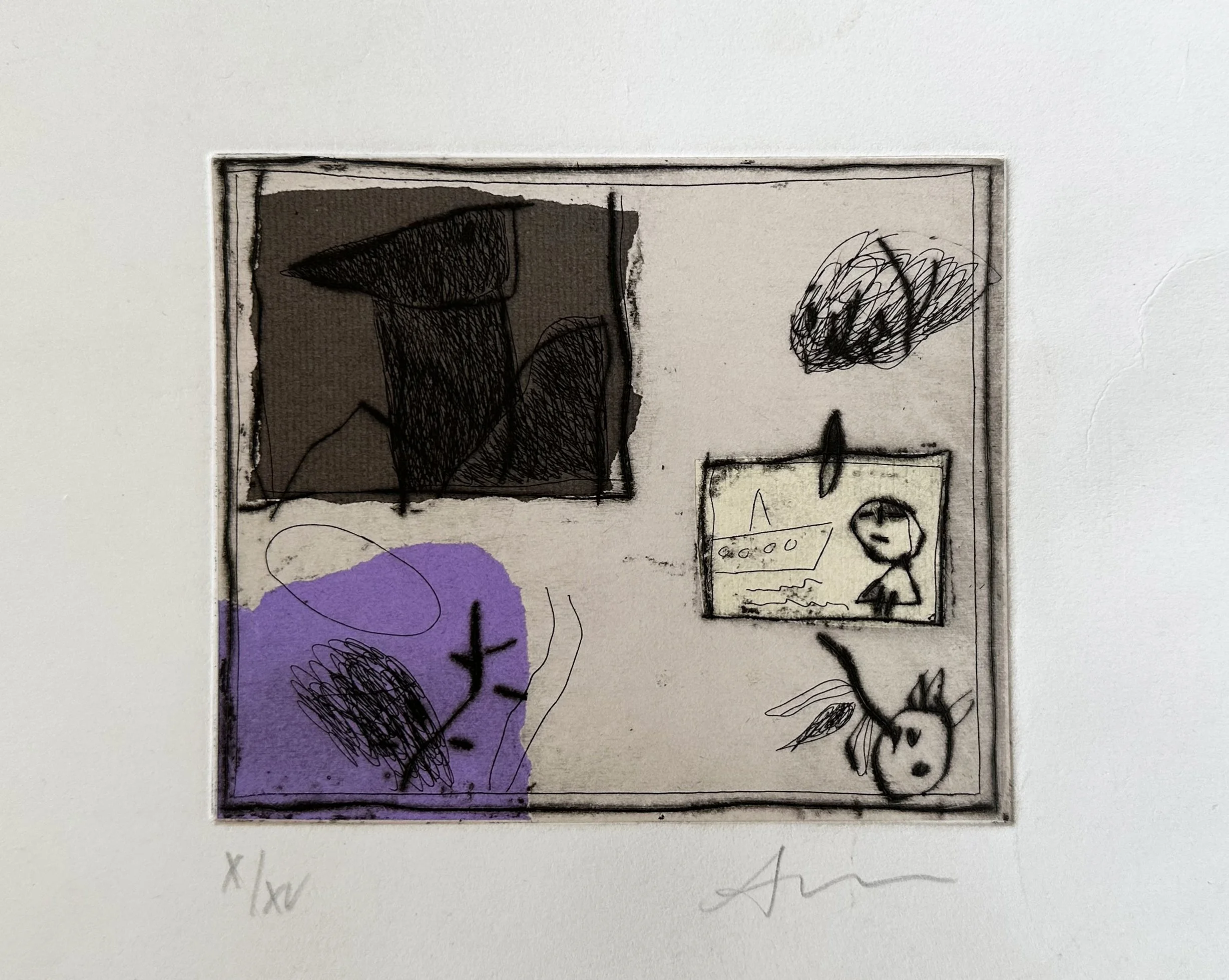 GIANFRANCO ASVERI - Abstract #5 - Mixed media on hand made paper,
aquatints with dry point & chine colle - size 13,5 x 16 cm