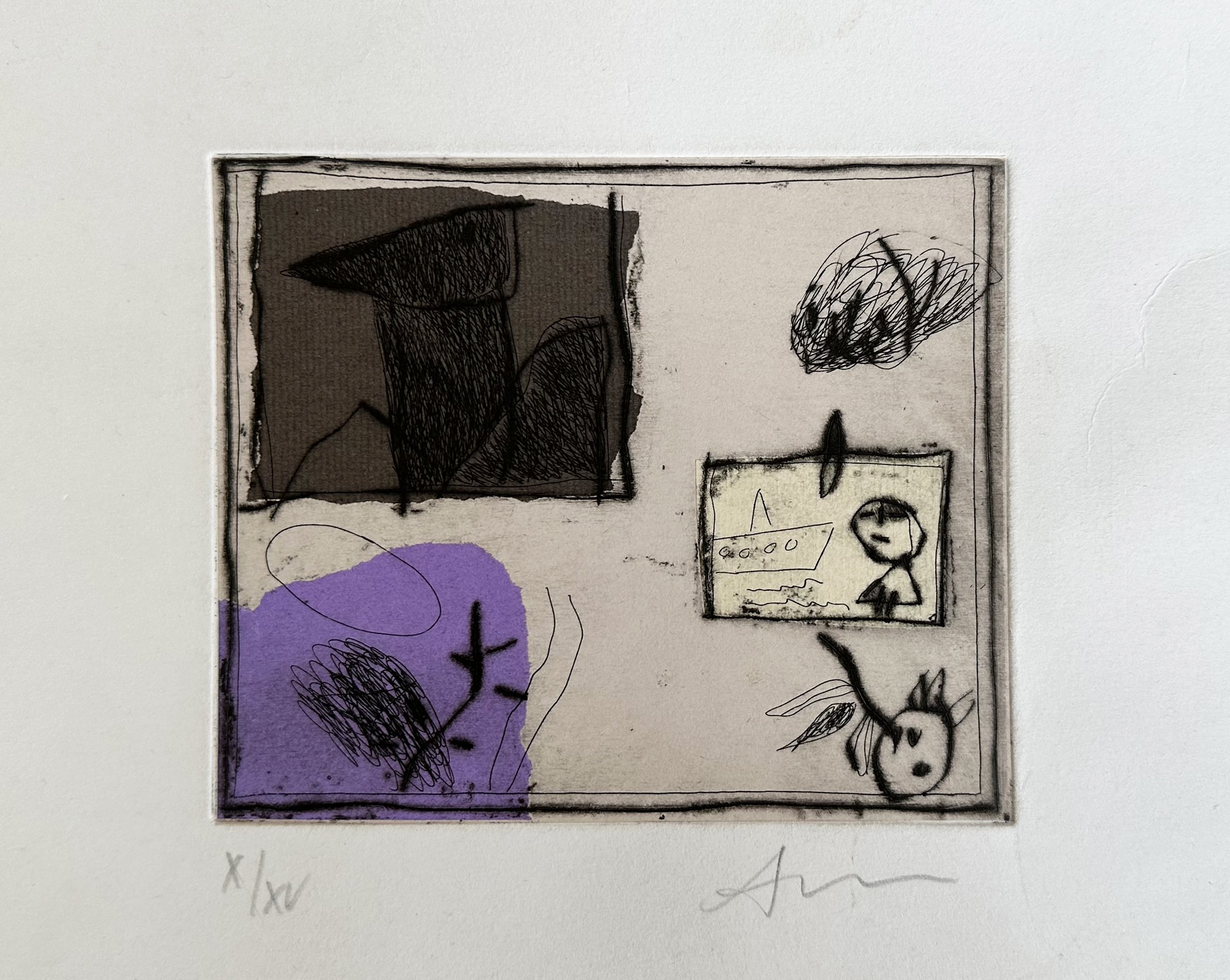 GIANFRANCO ASVERI - Abstract #5 - Mixed media on hand made paper,
aquatints with dry point & chine colle - size 13,5 x 16 cm