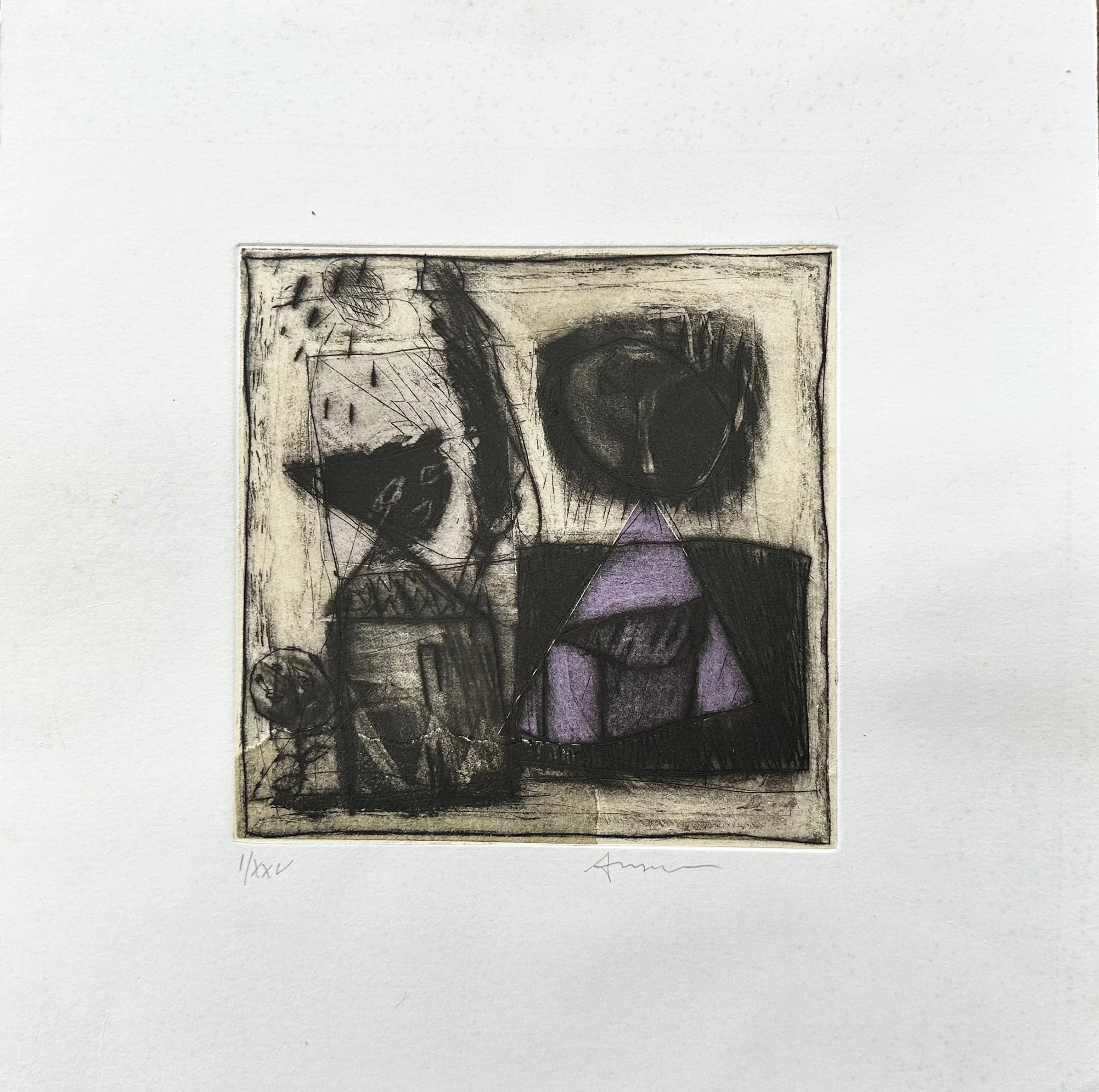 GIANFRANCO ASVERI - Abstract #6 - Mixed media on hand made paper,
aquatints with dry point & chine colle - size 19 x 19 cm