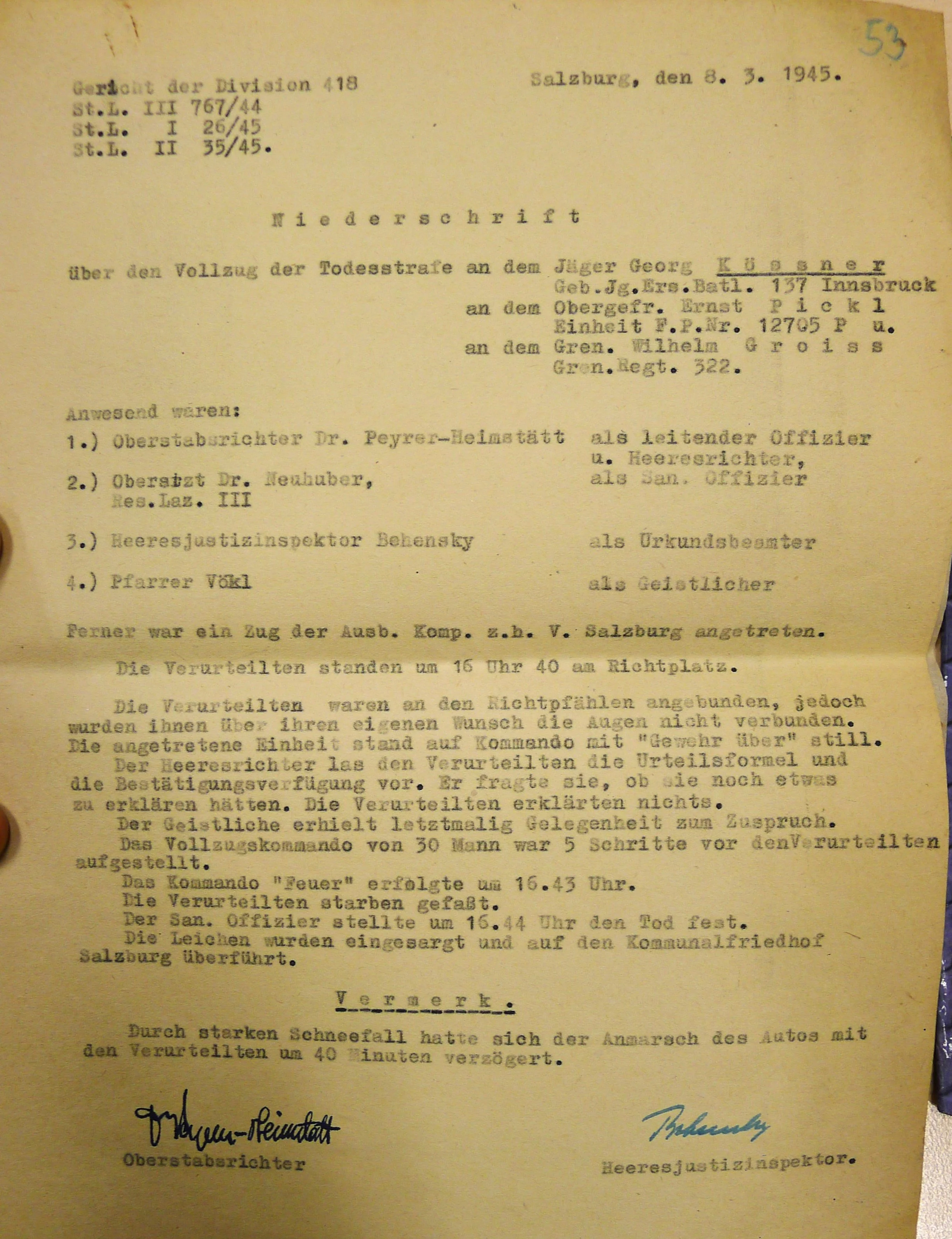Niederschrift Vollzug Todesstrafe Kössner.JPG