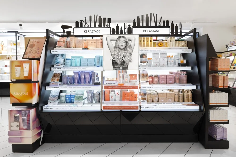 Magasin, Redken, Kerastase Paris, Merchandising, Biens Immobiliers Architecture Intérieur Architecte Décorateur Salon Cuisine Salle de Bain Marbre Paris Perpignan ©Juliette Jem  Architectures d’Intérieur, Architecte, Décorateurs, Maison, Biens Immobi