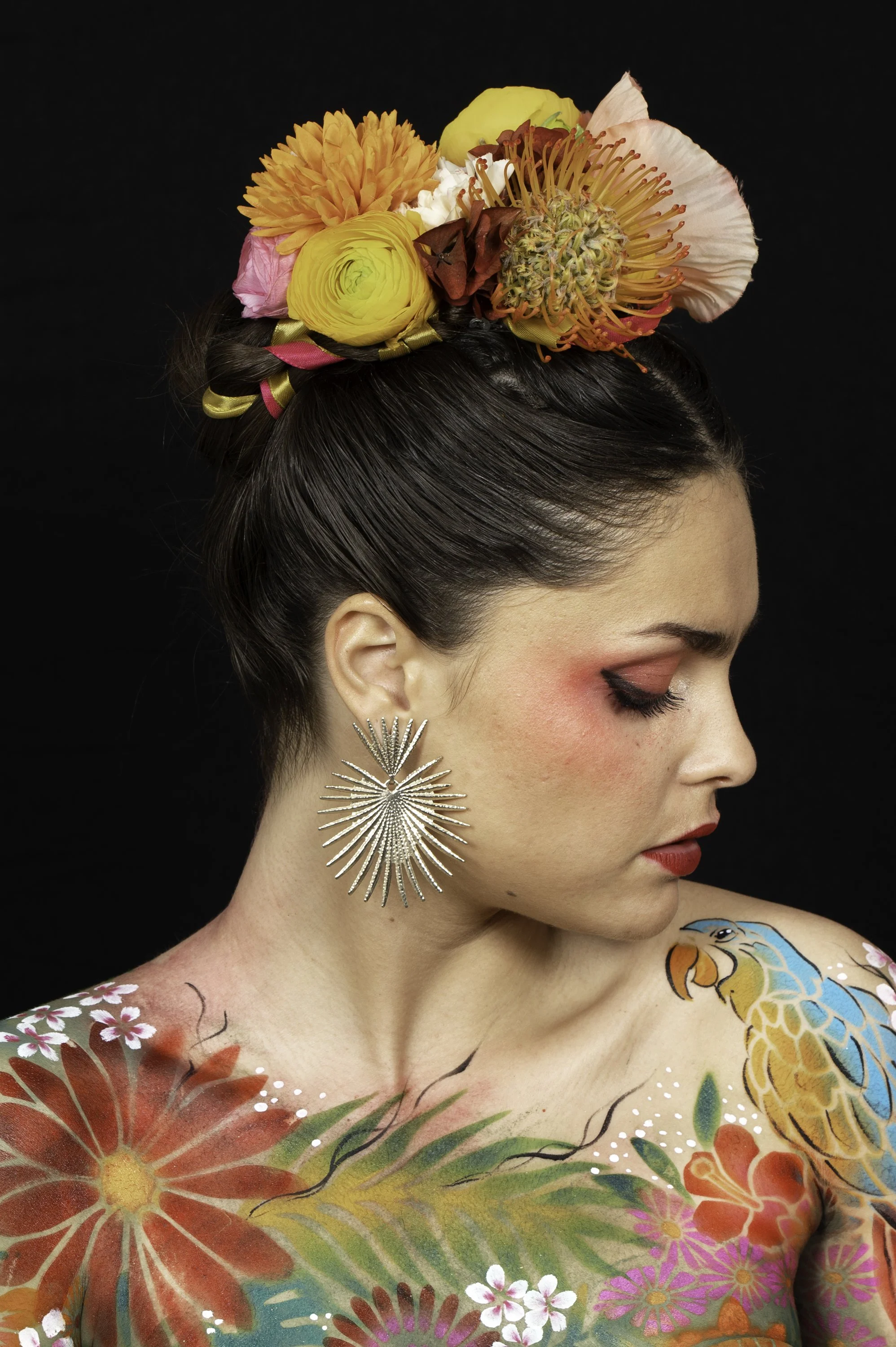 Cassiopée, Miss Roussillon; Perpignan; France; Paris; Photo; Photographe; Juliette JEM; Miss France; Body Painting, Frida Kahlo; Fleurs; Artiste; Artistique