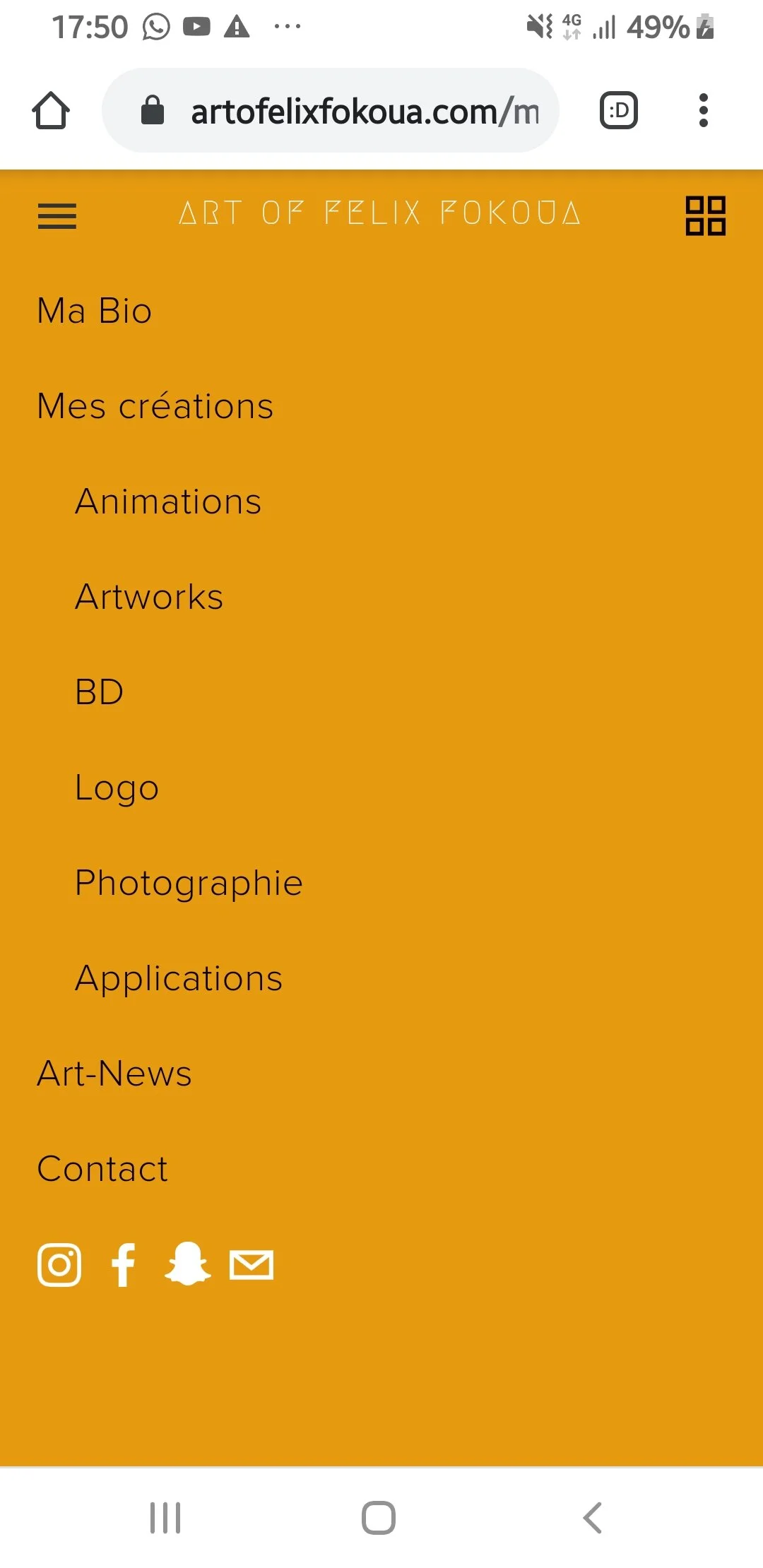  The menu on mobile phone 