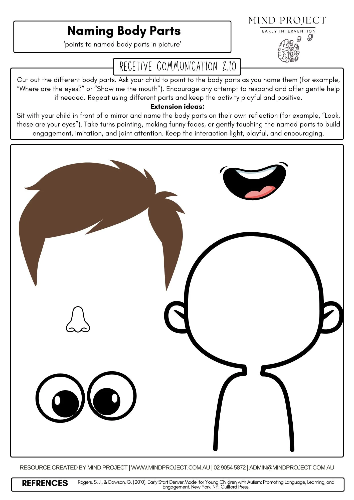 ESDM Free Worksheets — Mind Project Clinical Psychology Kogarah