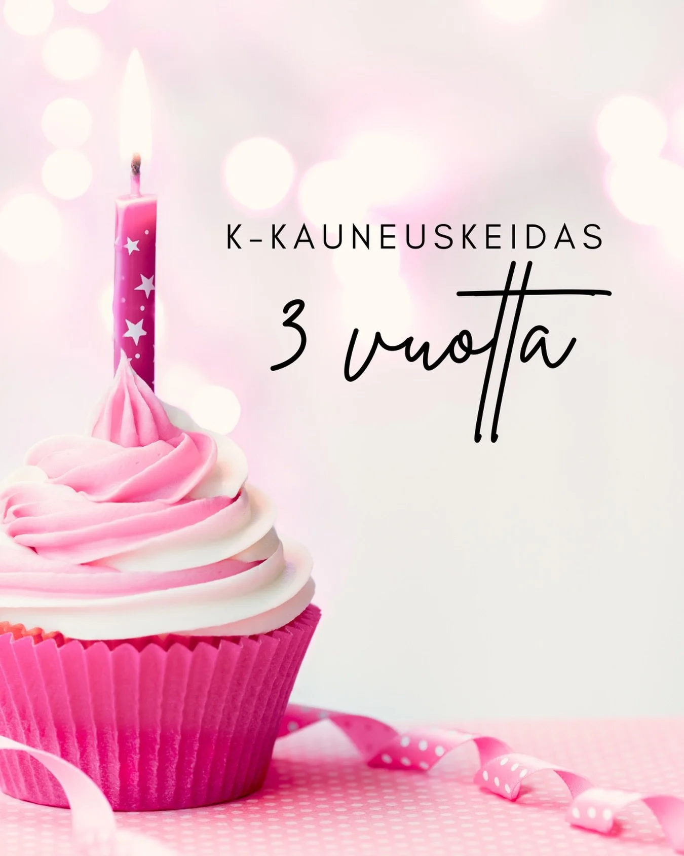 🎉 K-Kauneuskeidas t&auml;ytt&auml;&auml; 3 vuotta!
Kiitokseksi teille tarjoamme upeita syntt&auml;ri-etuja:

Kuumakivihieronta &ndash;10 %
DMK-entsyymiterapia 145 &euro;
Kiinteytt&auml;v&auml; kasvohoito 130&euro;
Diatermia 85 &euro;
RF Cryo -vartal