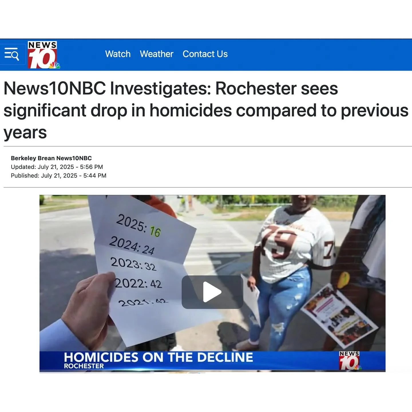 #TBT TE Youth Organizers recently had the opportunity to weigh in on community safety and this year&rsquo;s drop in homicides with @news10nbc 📡

#changestartswithyouth
#teenempowerment
#rochester
#teroc
#roc