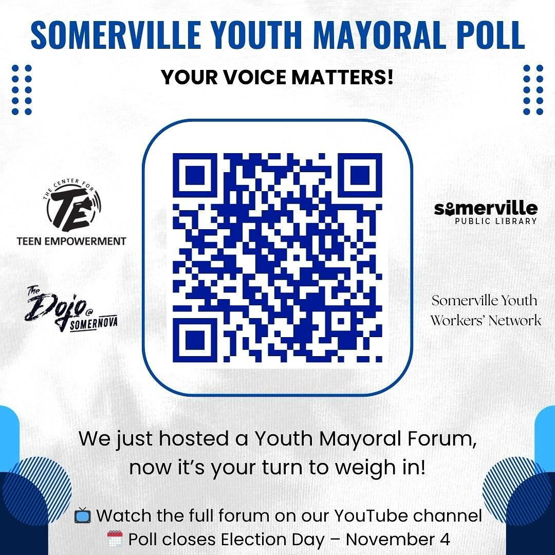 📢 Hey youth! The poll is officially open! 🗳️
Tell us which candidate you feel represents your voice and vision for Somerville.  Your voice matters &mdash; make it count! 🤩 #YouthVoice #Somerville