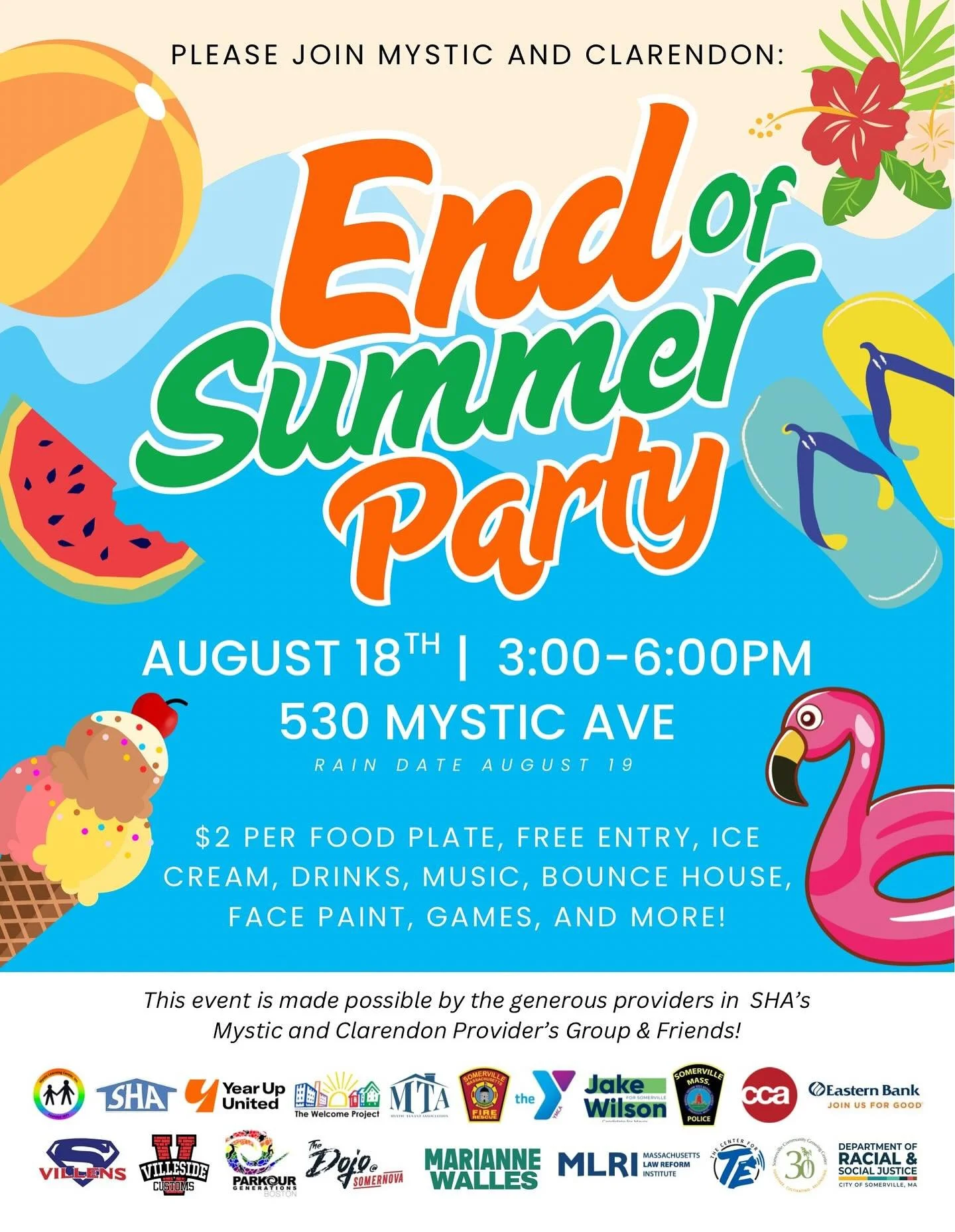 Join us for a fun-filled End of Summer community event in collaboration with SHA&rsquo;s Mystic and Clarendon!

Our youth organizers are excited to lead teen-focused activities, including an activity table (professional henna artist, face painting, b