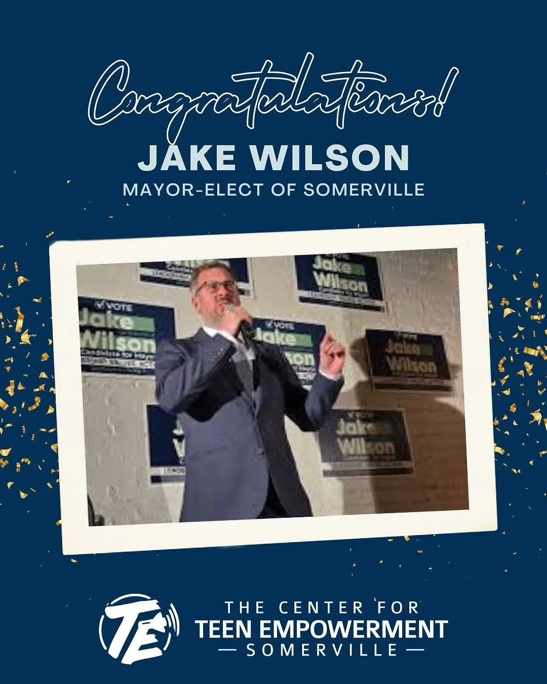 Congratulations to Jake Wilson on being elected as Somerville&rsquo;s next mayor! 🎉

We&rsquo;d like to take a moment to thank you for joining us at the Youth Mayoral Forum and to wish you success as you begin this new chapter of leadership in our c