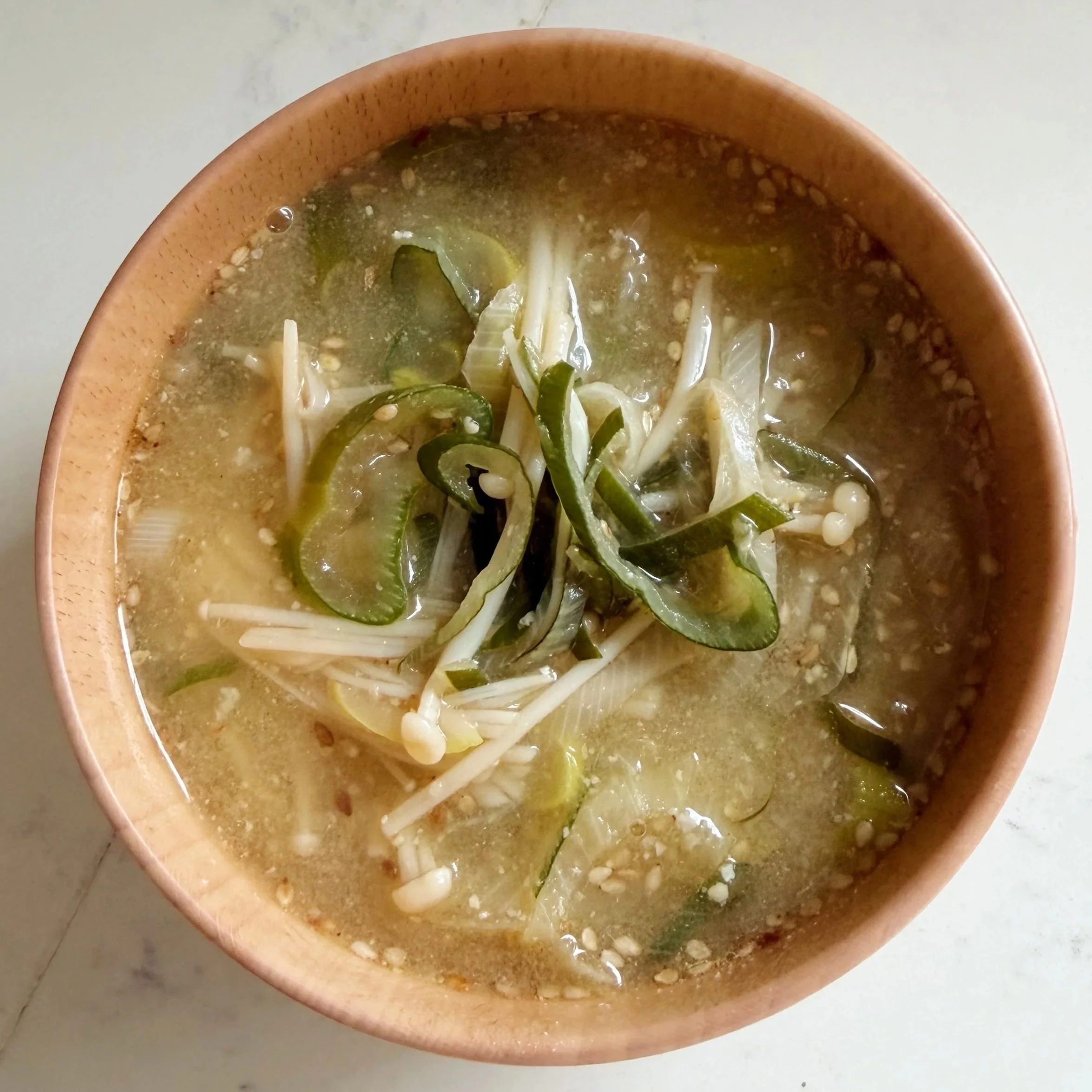 enoki negi sesame miso soup