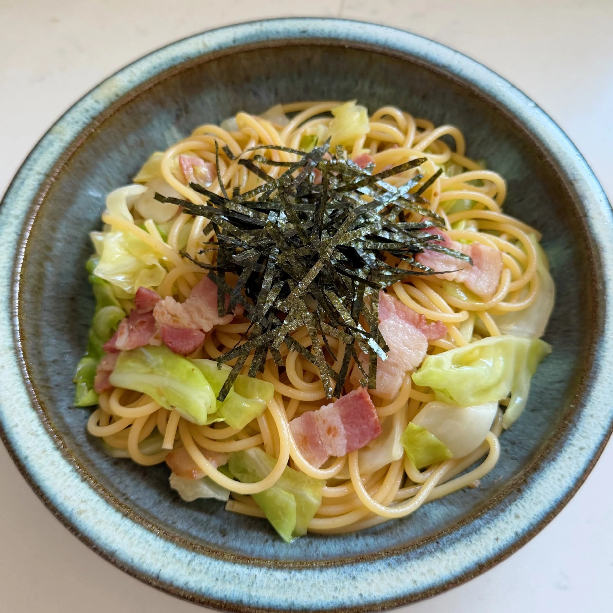 Cabbage Bacon Wafu Pasta