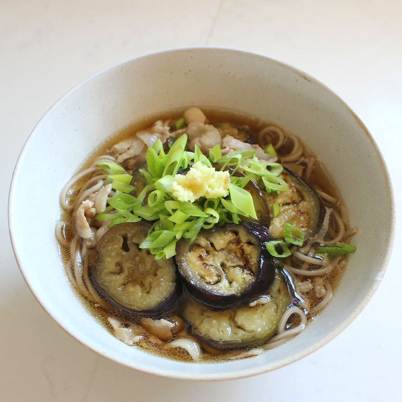 Japanese Eggplant and Pork Soba