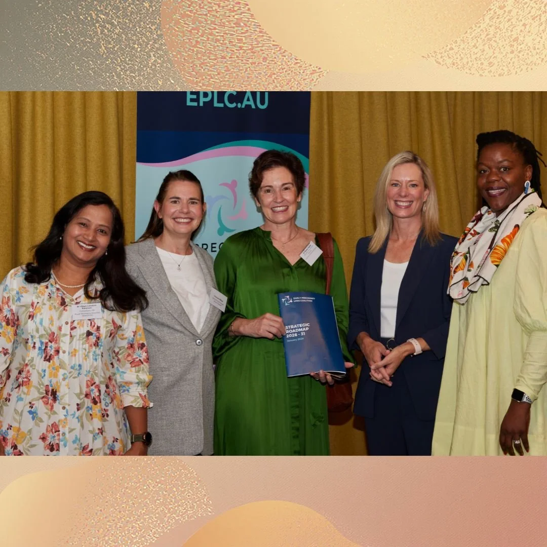 Vijaya Lakshmi Karanam (Royal Women's Hospital Melbourne & RANZCOG), Frances Bilbao (Mums Matter Psychology), Dr Nicole Highet (COPE: Centre for Perinatal Excellence), Assistant Minister fro Women The Hon Rebecca White MP, Mudiwa Chipungu (VWT)