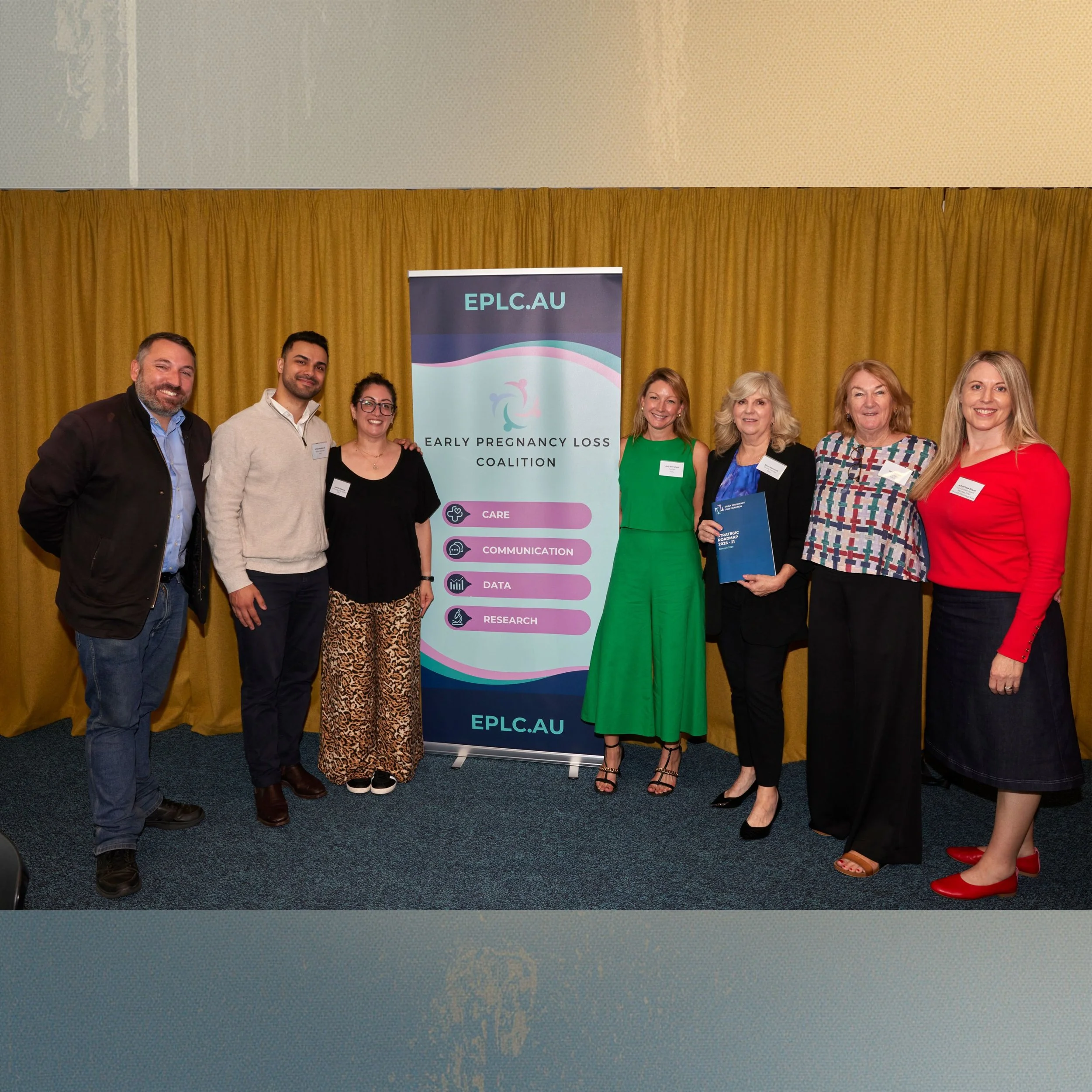 Tim Baxter (EPLC), Schahed Behboudi (Pwc), Isabelle Oderberg (EPLC), Amy Stonehouse (PwC), Daryl Niemandt (EPLC), Liz Chatham (EPLC), Jade Bilardi (EPLC & Miscarriage Australia)