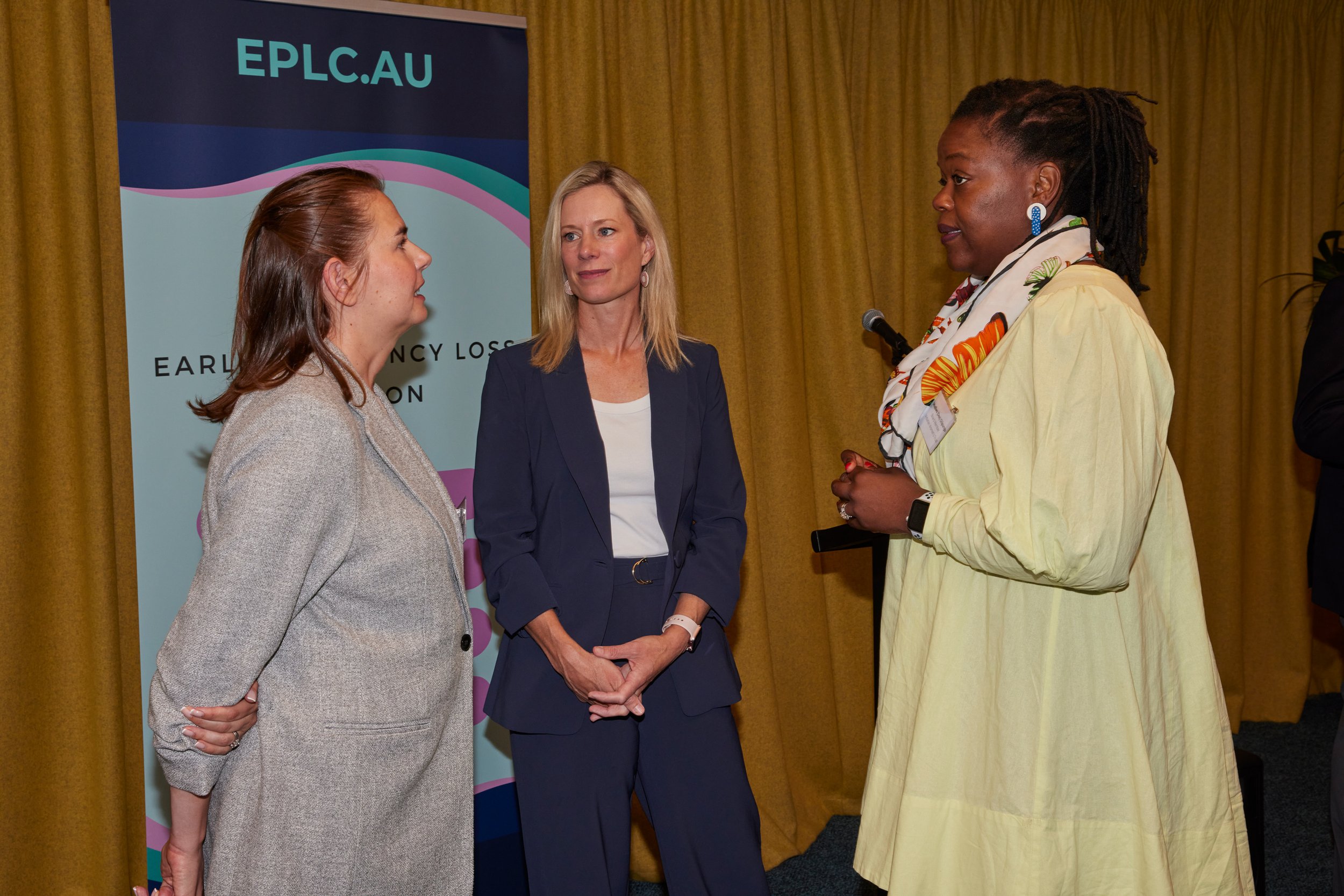 Mums Matter Psychology Founder Frances Bilbao, Assistant Minister for Women The Hon Rebecca White MP and  VWT Board Member Mudiwa Chipungu