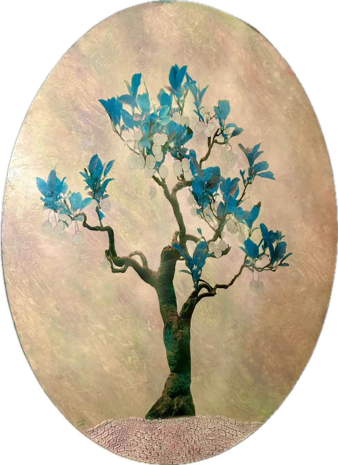 The Paris Collection #1 (2026) Encaustic, tissue paper, watercolor, pastel, birchwood panel 48 x 34