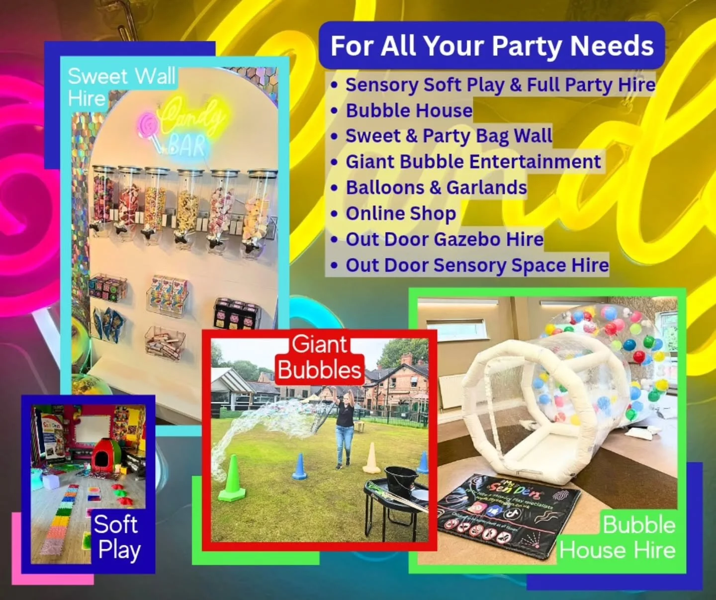 ✨ ONE COMPANY. EVERYTHING YOU NEED FOR THE PERFECT PARTY. ✨
At My Sen Den we create magical, inclusive party experiences across the UK 💛
🌐 www.mysenden.co.uk
🫧 Bubble House Hire &ndash; The ultimate party centrepiece! Add balloons to match your th