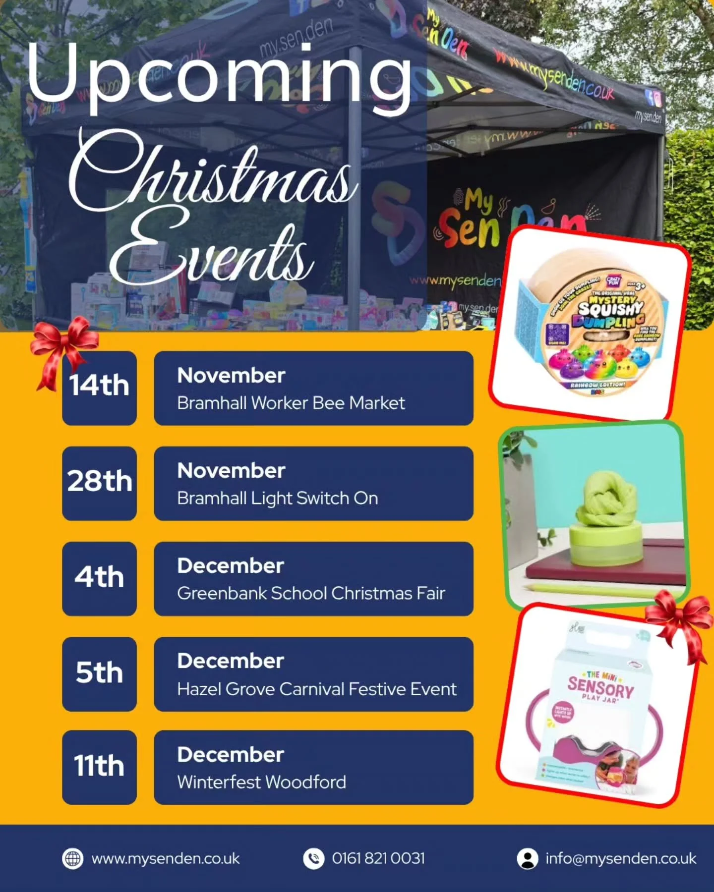 Save The Dates! 🎅

This is where we'll be on the run up to Christmas.

We should have a selection of Needoh we hold back purely for the markets

We're juggling between weddings, birthdays and everything in-between 🤣🙈

So we're in a limited number 