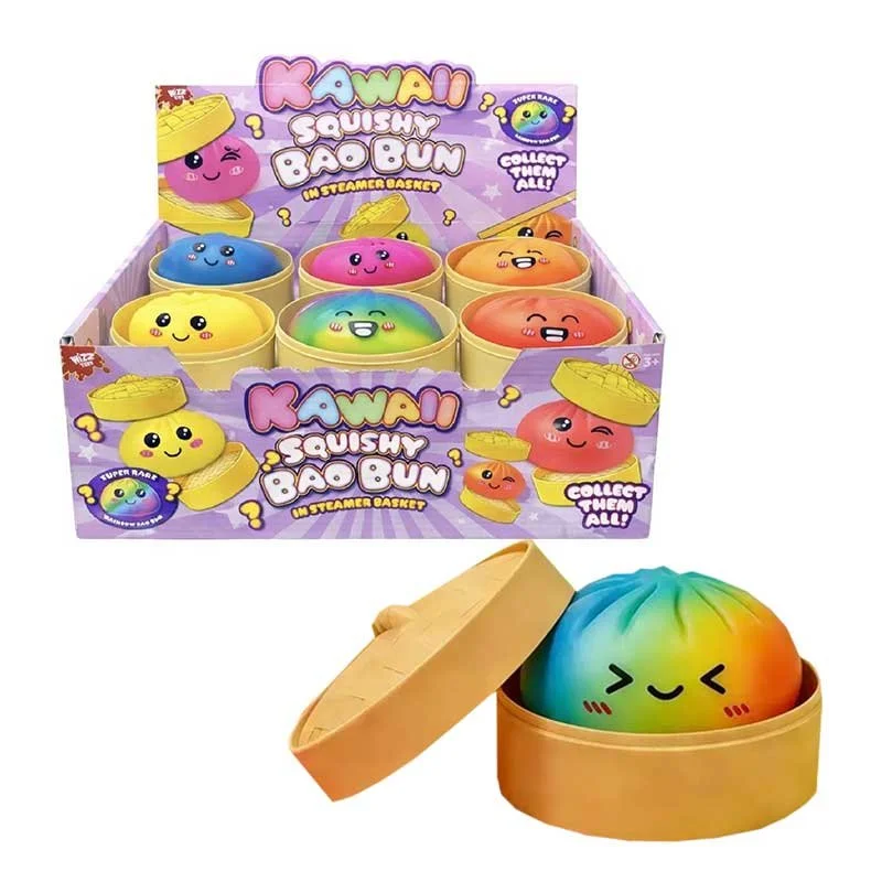 Kawaii Neon Surprise Squishy Bao Bun with Rare Rainbow Dumpling 8.5cm