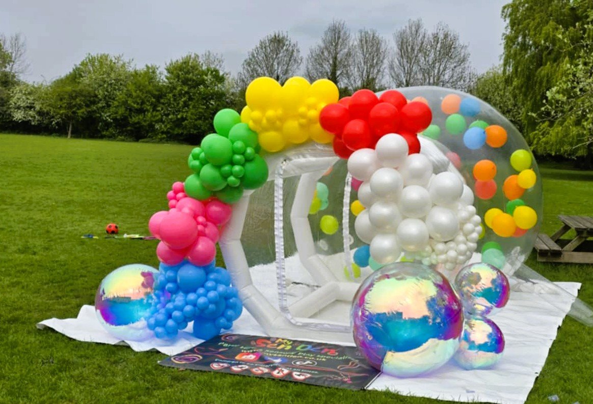 Bubble House Hire with full Balloon Garland