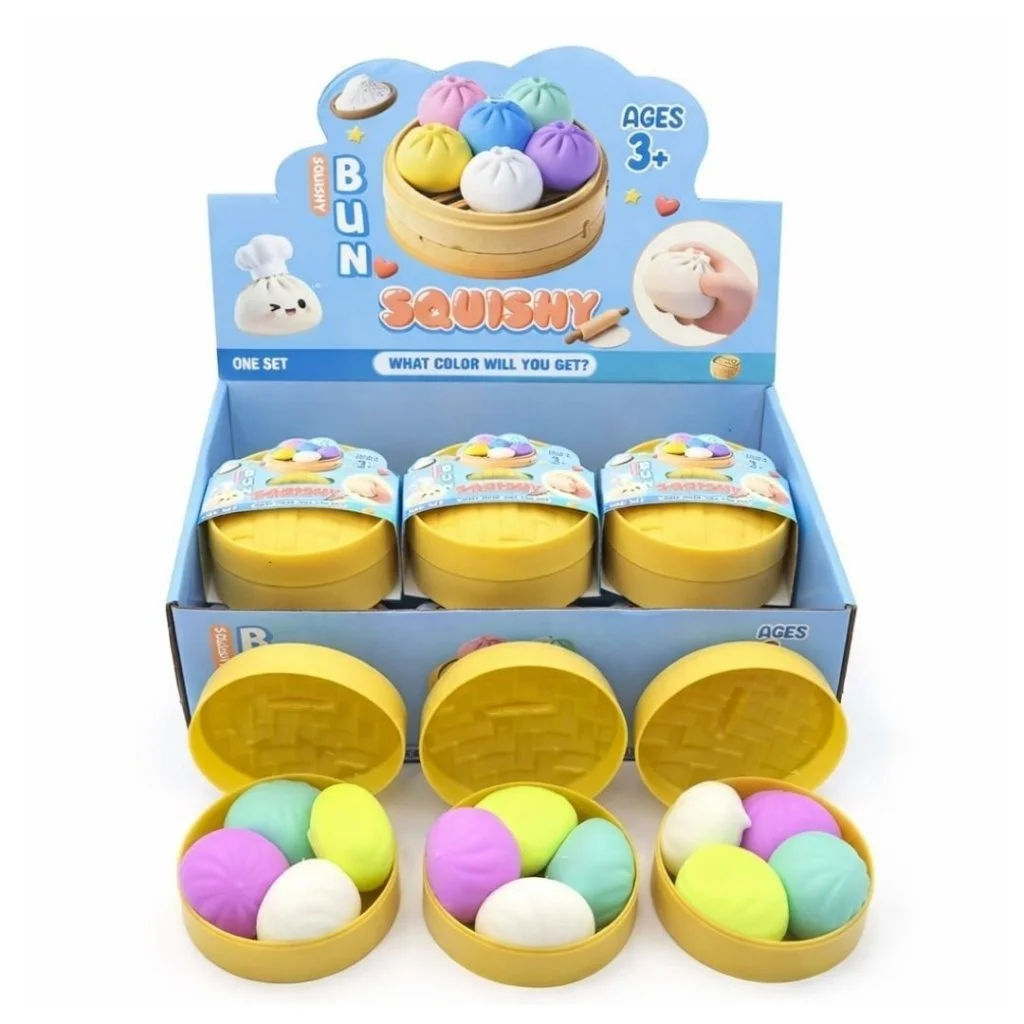 Surprise Squishy 4pc Mini Bao Dumpling In Steamer Basket
