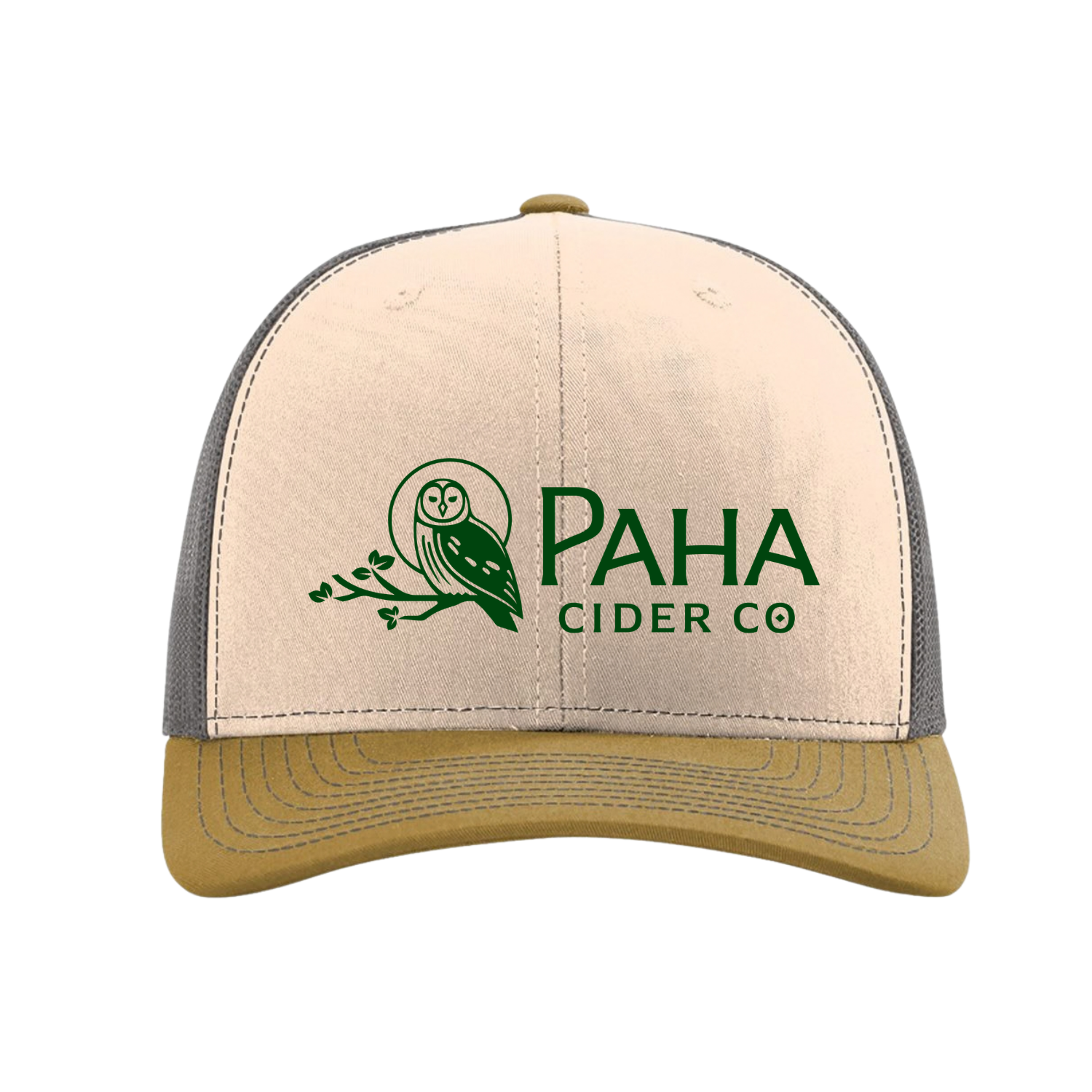 Trucker hat beige charcoal amber .png