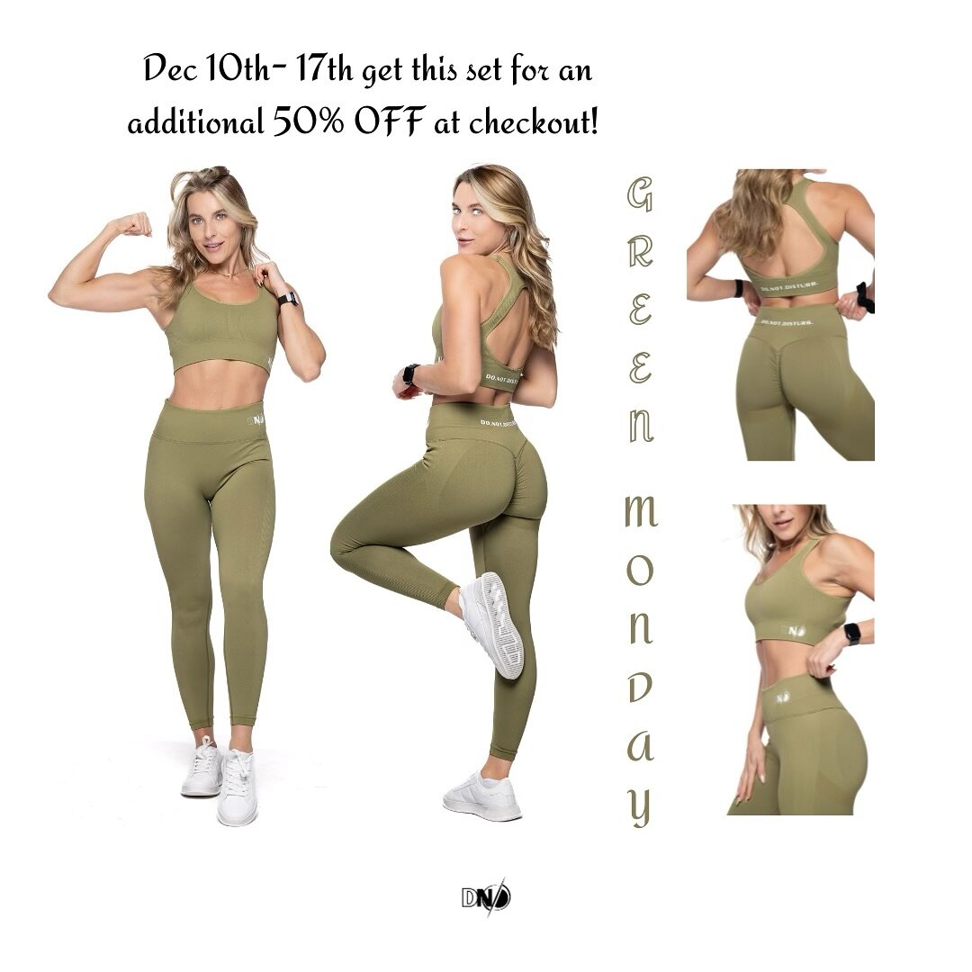 You didn&rsquo;t think we&rsquo;d forget about #greenmonday did you? THIS WEEK ONLY get this set for an additional 50% OFF at checkout 😍 #cybersale #fitnessapparel #holidayshopping #workoutclothesforwomen