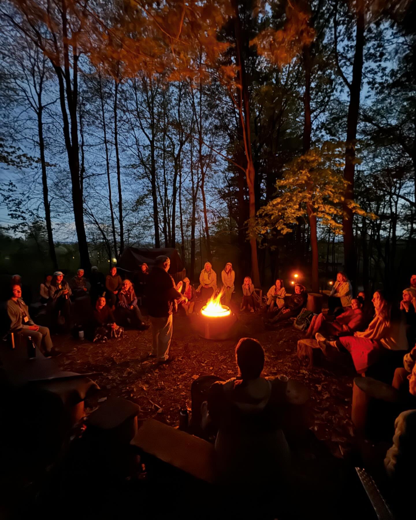An unforgettable evening in the homelands with our dear friend and brother, @ahkoheka Shawn Stephens. Shawn shared wisdom and stories with us from his Mohican culture while the thunderclouds in the east lit up with lightning and the wind moved the tr