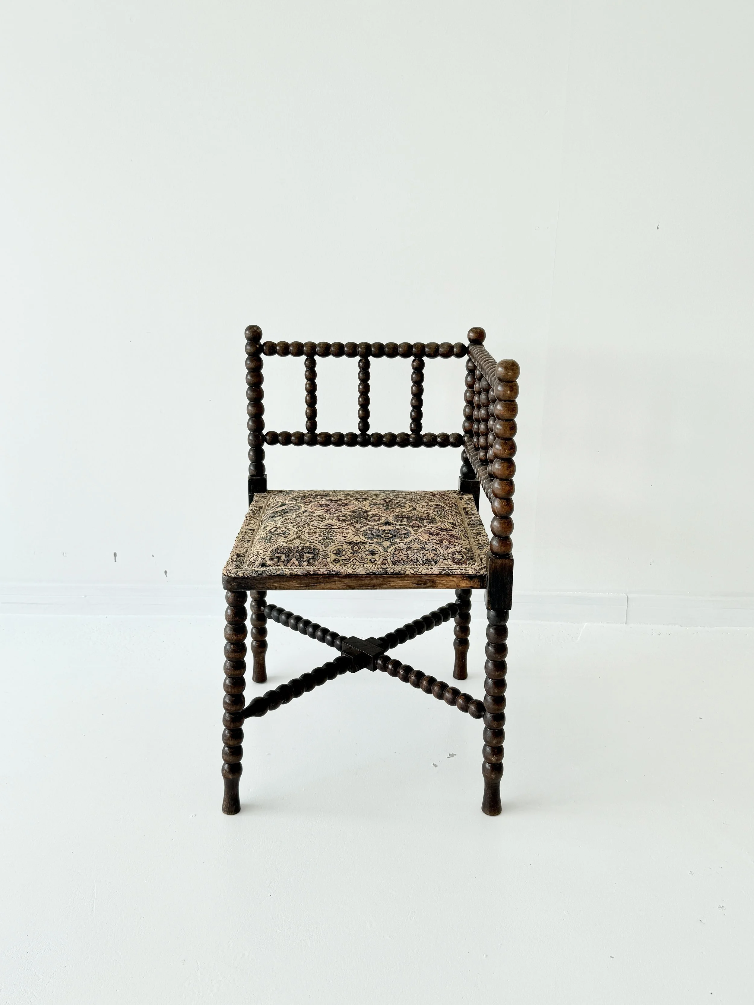 Antique French Bobbin Corner Chair circa 20th Century