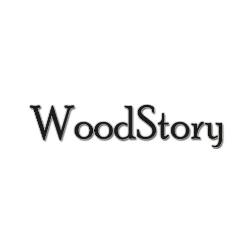 WoodStory logo in black text on a white background