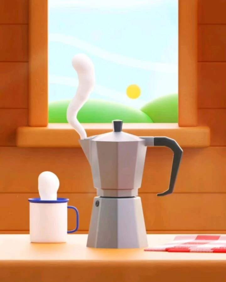 &iexcl;Buenos d&iacute;as! ☀️

-
-
-
#blender3d #3danimation #3dillustration #aftereffects #b3d #3dart #3dmodeling 
#goodmorning #buenosd&iacute;as #cafe @blenderstreet