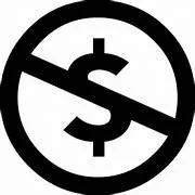 Circle with a dollar sign crossed out.
