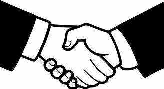 A black-and-white illustration of a handshake between two people.