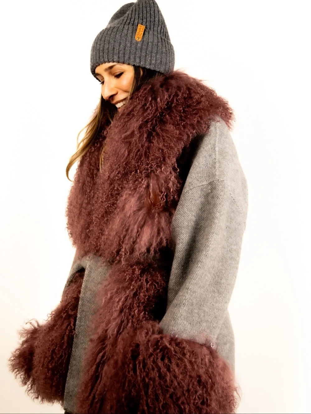 Have you ever seen a more diverse ensemble?! Our Lamorna Mongolian jacket is worn here as a scarf, along with matching cuffs on our Perran Grey Coat 😌

Every Shaded piece is a multi wear item and we encourage you to style them in more ways than one!