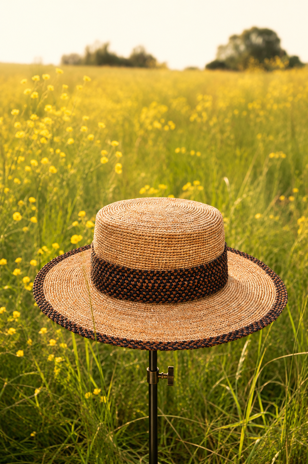 Bramblewick Natural Tan & Brown Straw Boater Hat by Shaded The bABEL.png