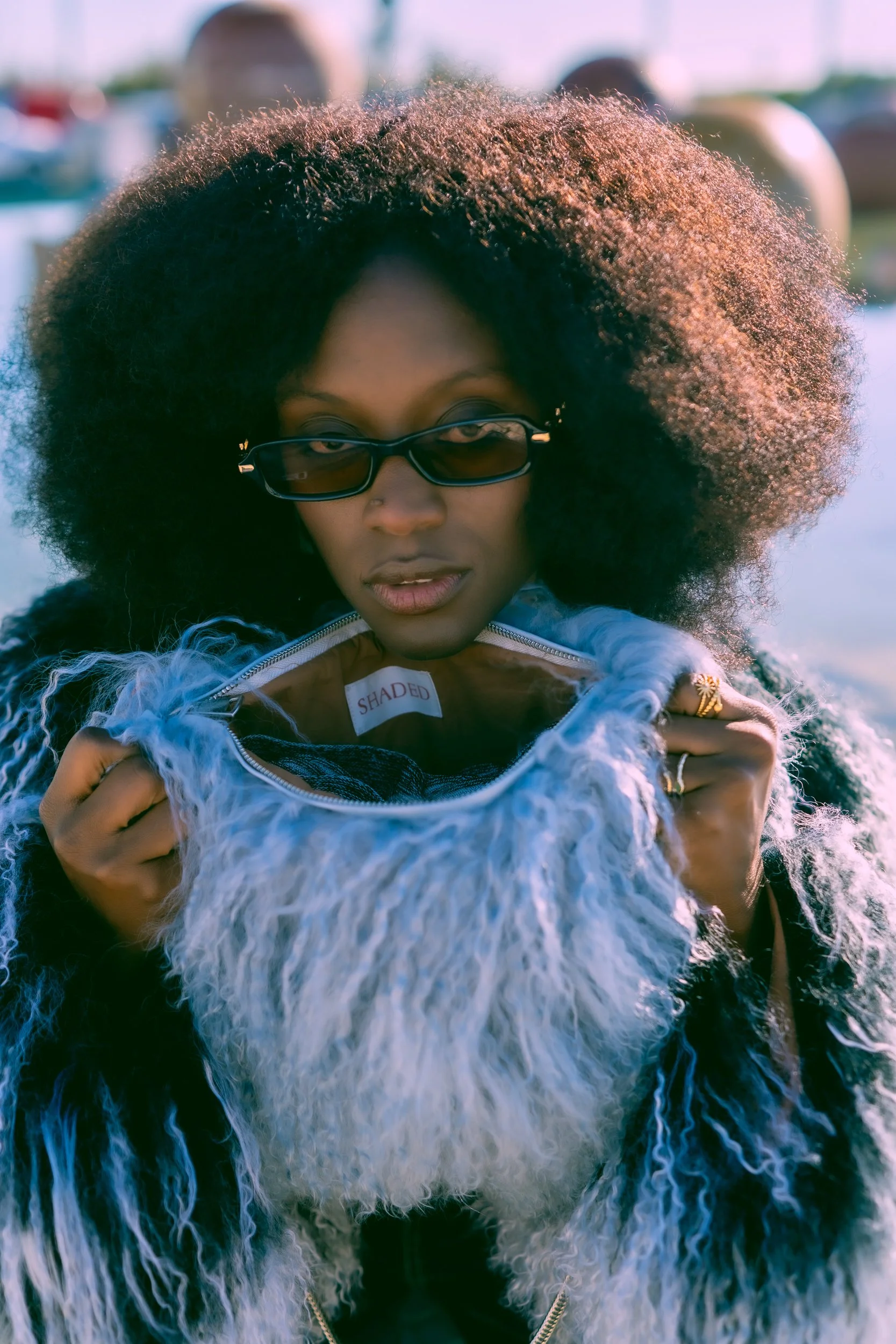 Lamorna Black and White Mongolian Fur Sleeves Jacket and Blue Mongolian Fur Bag by Shaded The Label-28.jpg (Copy)