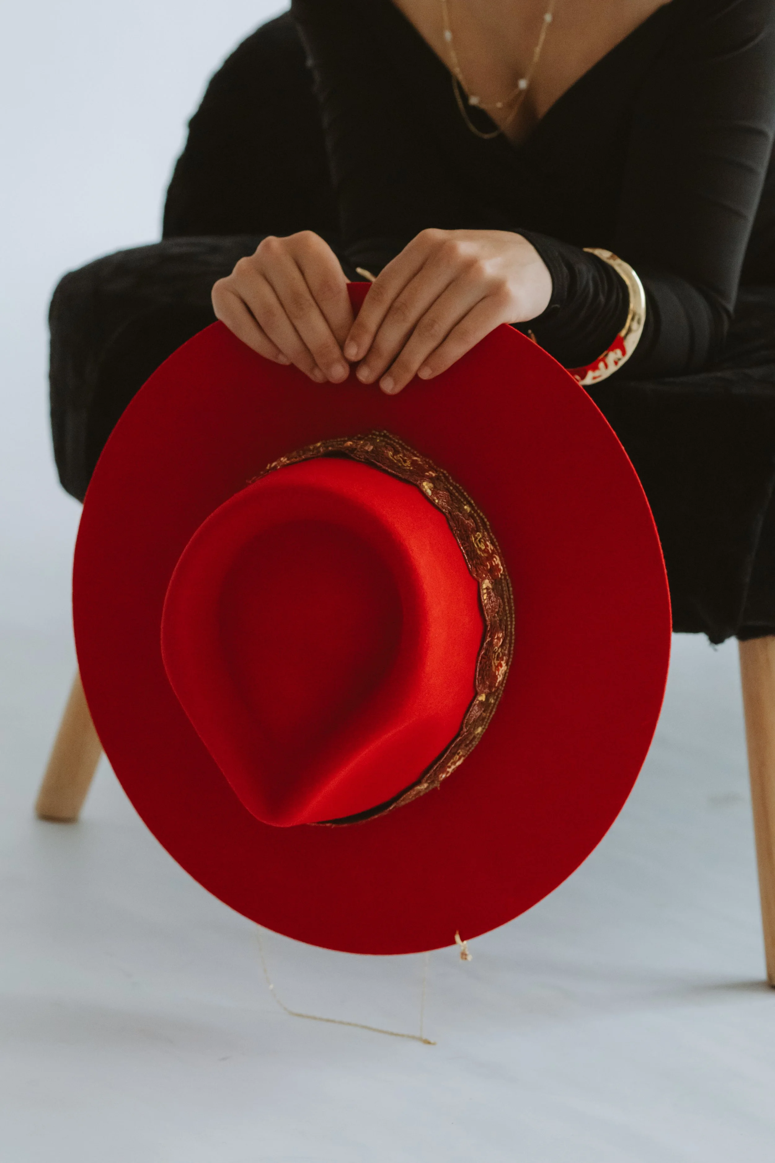Trebah Embellished Red Fedora Hat