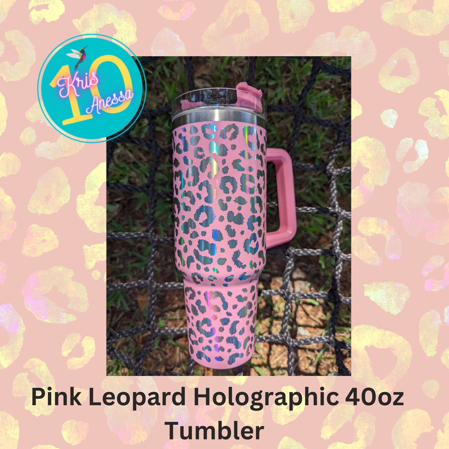 40 oz Hot Pink Holographic Leopard Tumbler – The Classy Cactus