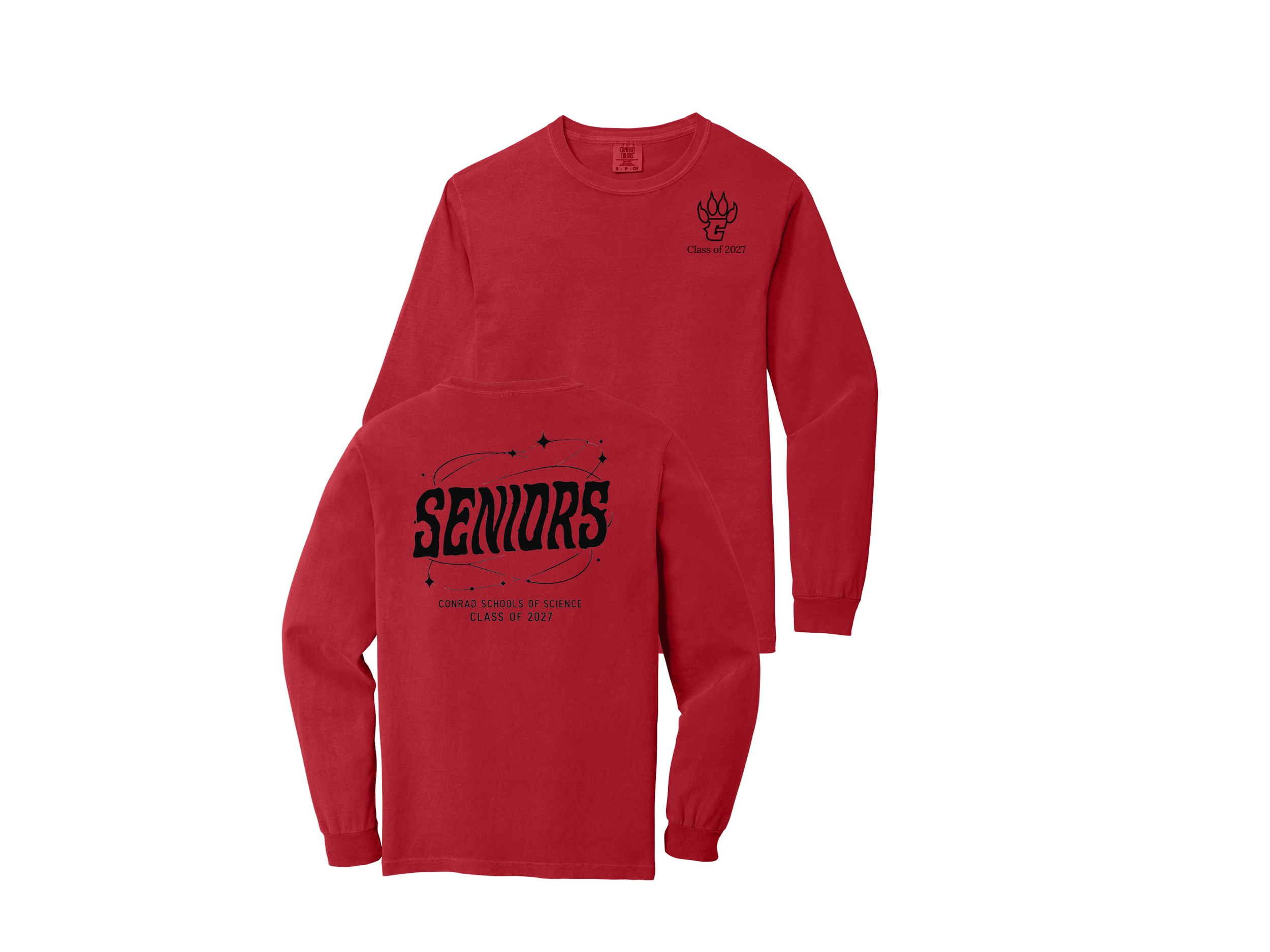 C/O 27 Senior Shop: Senior Stars Comfort Colors Heavyweight Ring Spun Long Sleeve Tee