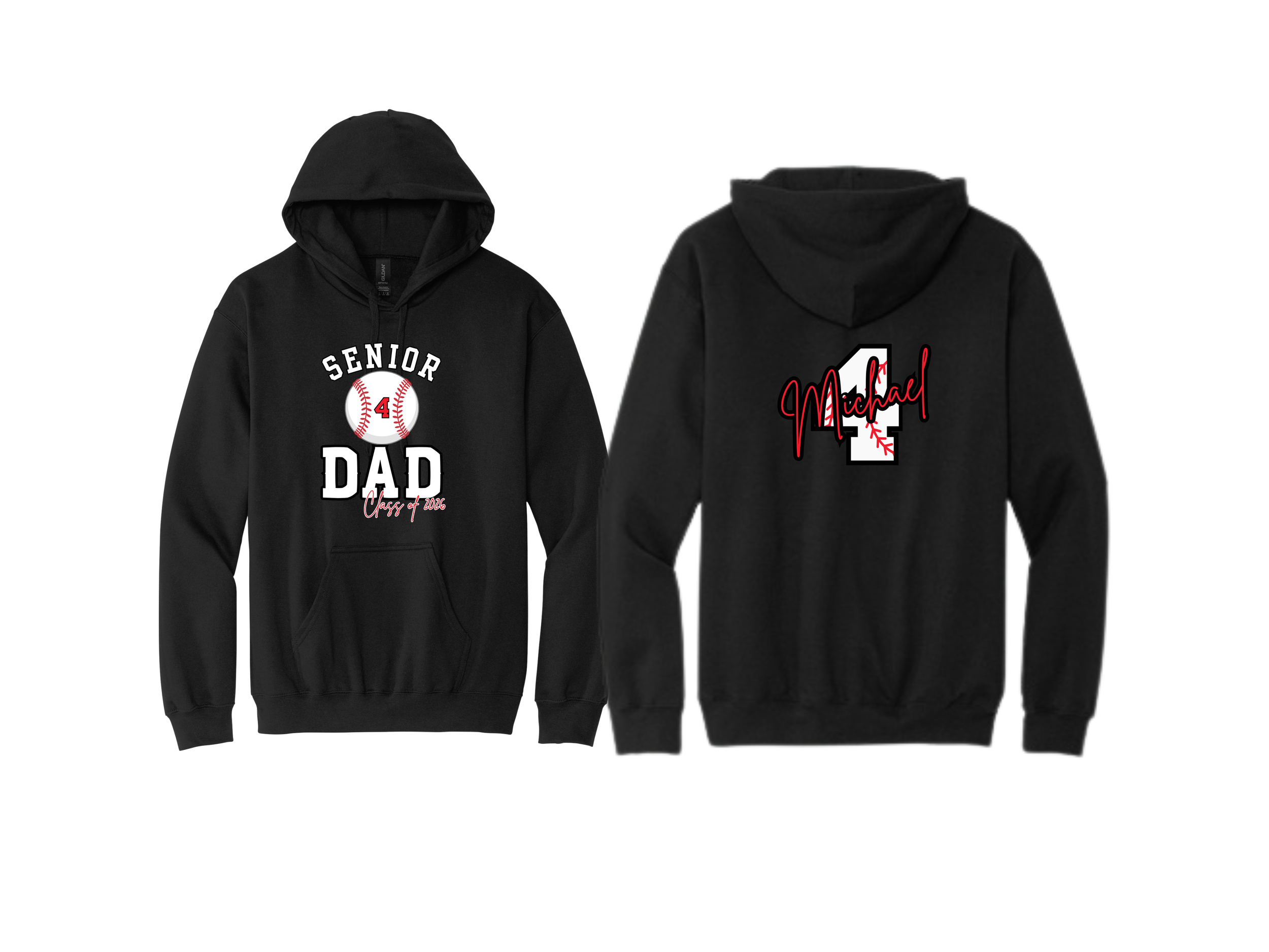 Conrad Baseball Senior Parents: Senior Dad Ball Gildan Softstyle Mid-Weight Hoodie