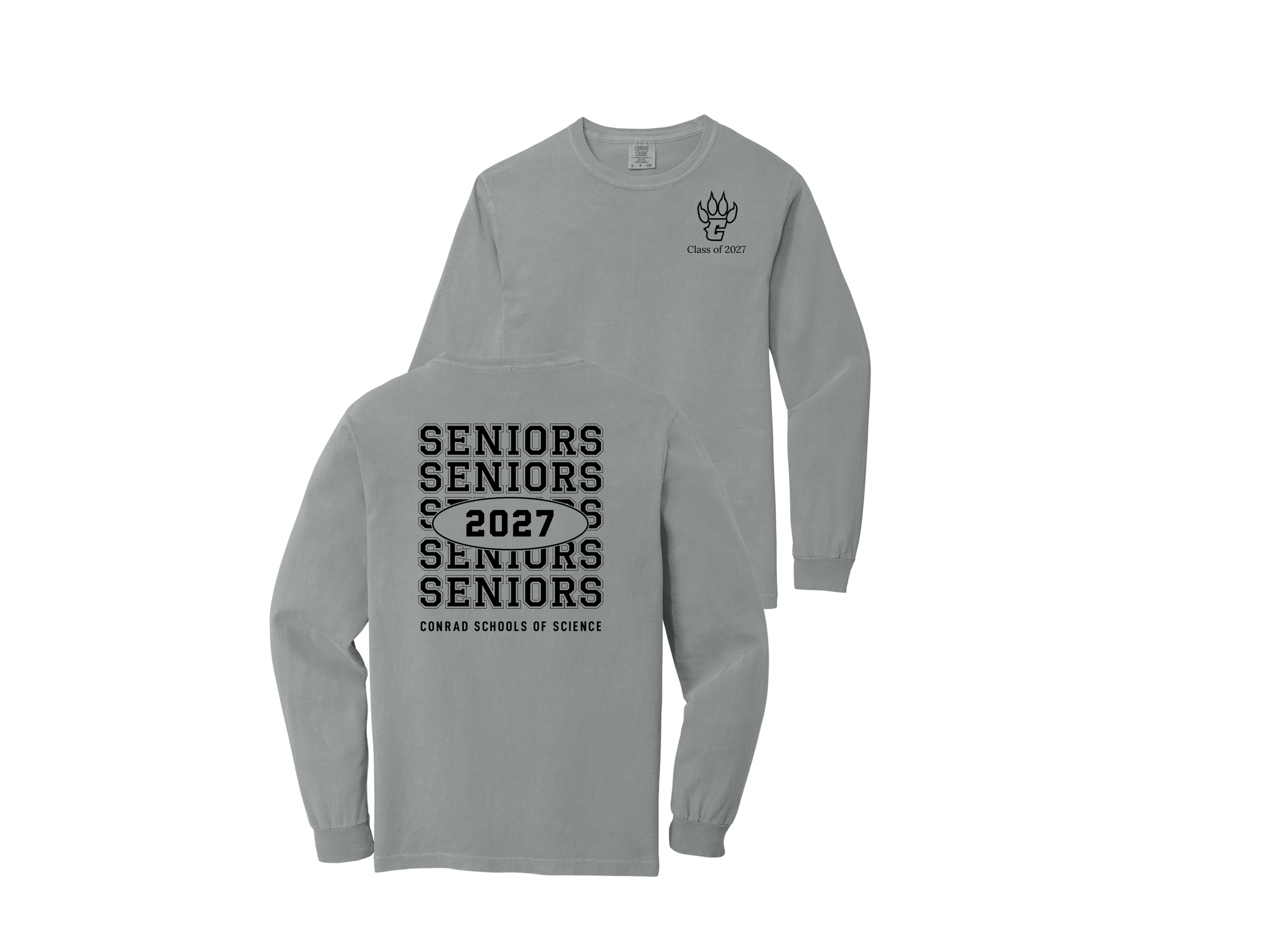 C/O 27 Senior Shop: Seniors 2027 Comfort Colors Heavyweight Ring Spun Long Sleeve Tee