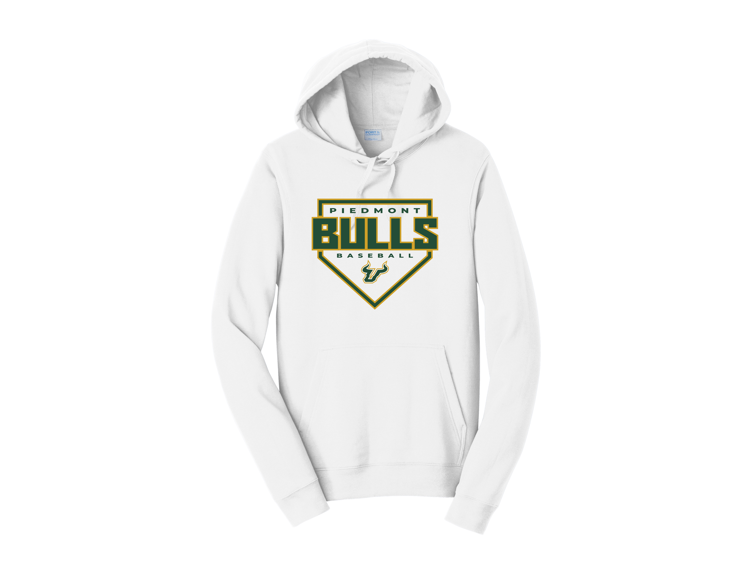 Piedmont 12u: Bulls Plate Port & Co Fan Favorite Fleece Pullover Hooded Sweatshirt