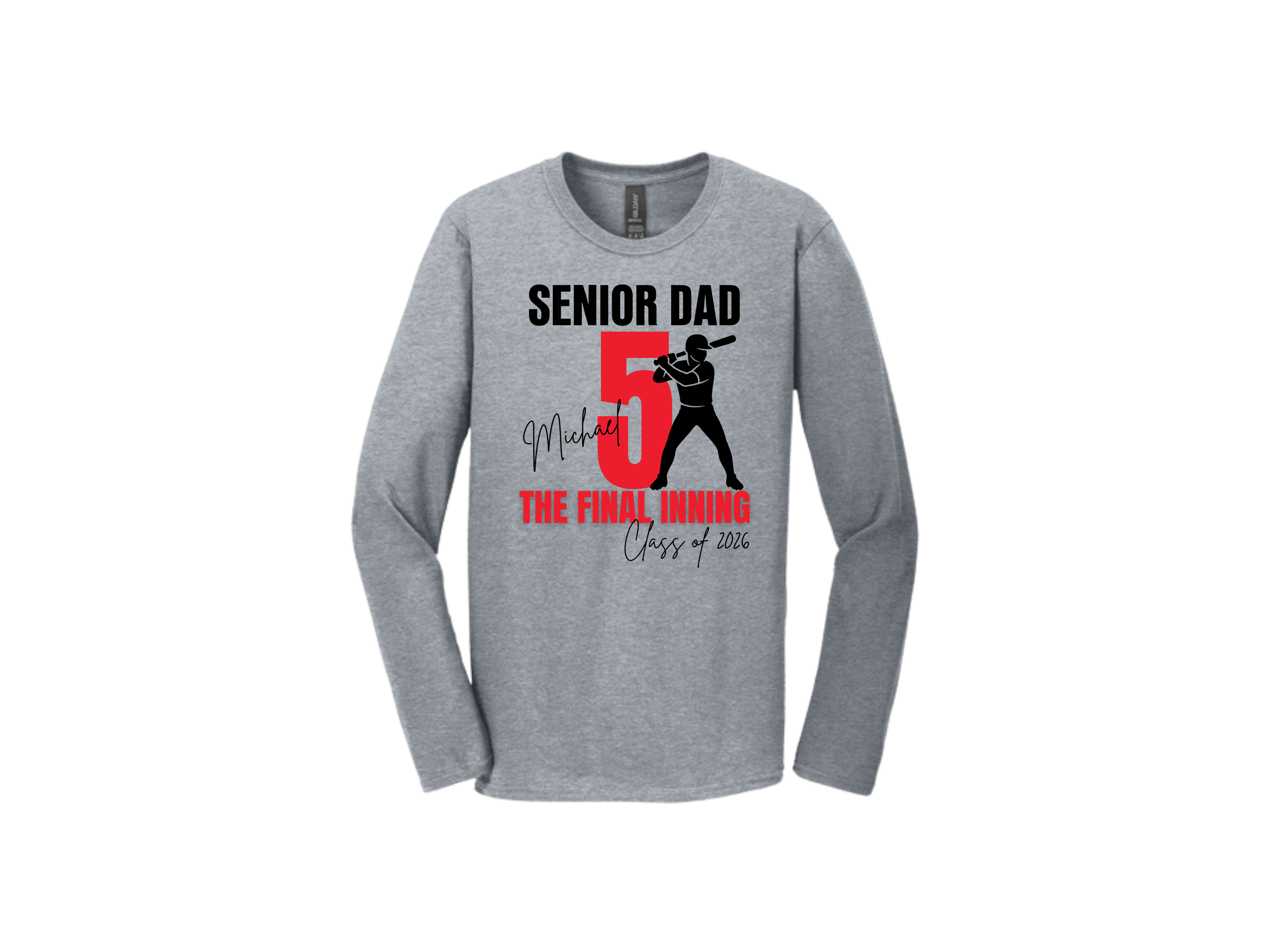 Conrad Baseball Senior Parents: Senior Dad Player Gildan Softstyle Long Sleeve T-Shirt