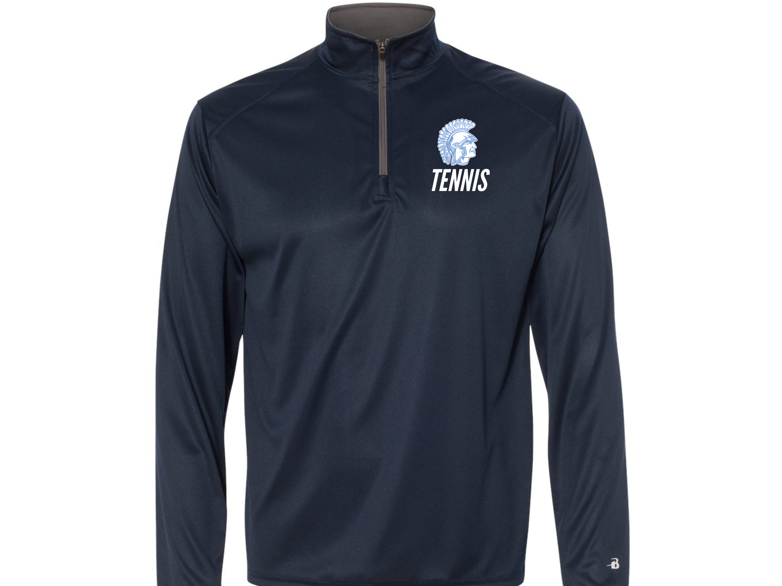 Lake Forest Tennis: LF Spartan Tennis Badger Performance Fleece Quarter-Zip Pullover Navy