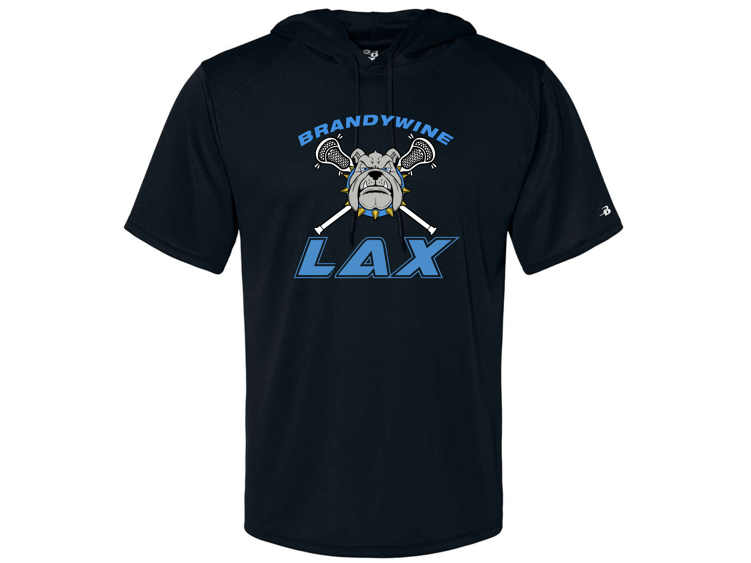 Brandywine HS Lacrosse: Bulldog LAX Badger B-Core Hooded T-Shirt w/ Optional Customization