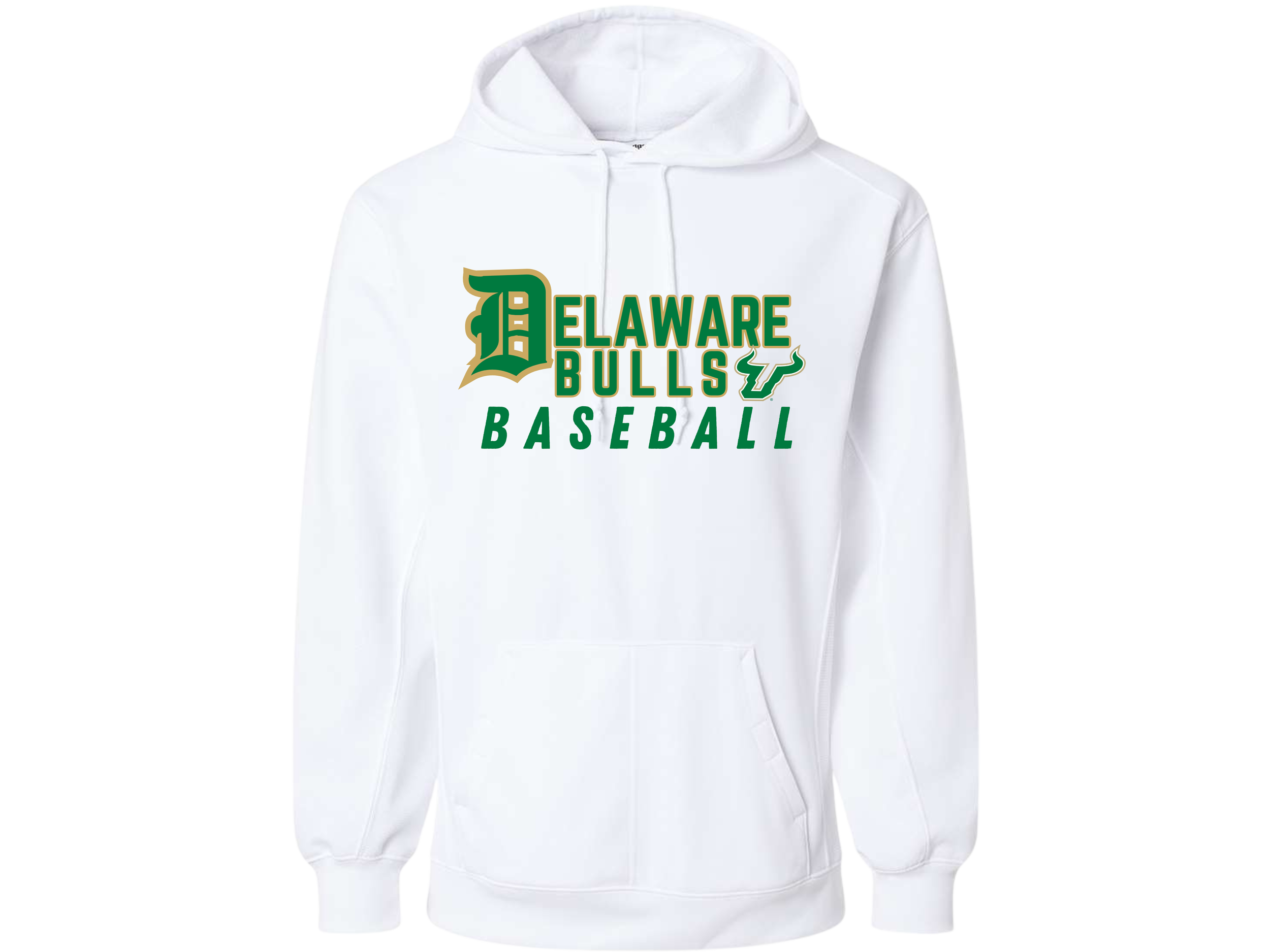 Delaware Bulls: Badger Youth & Adult Performance Fleece Hooded Sweatshirt