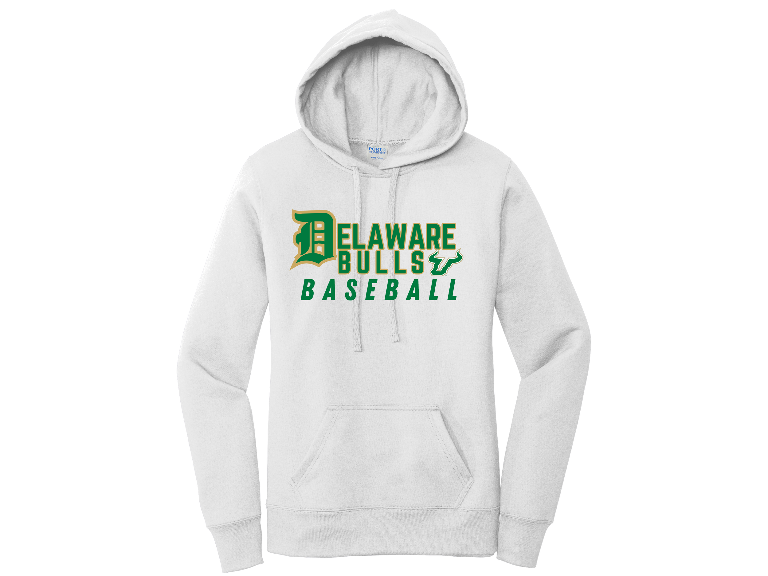 Delaware Bulls: Port & Co Women's Core Fleece Pullover Hooded Sweatshirt