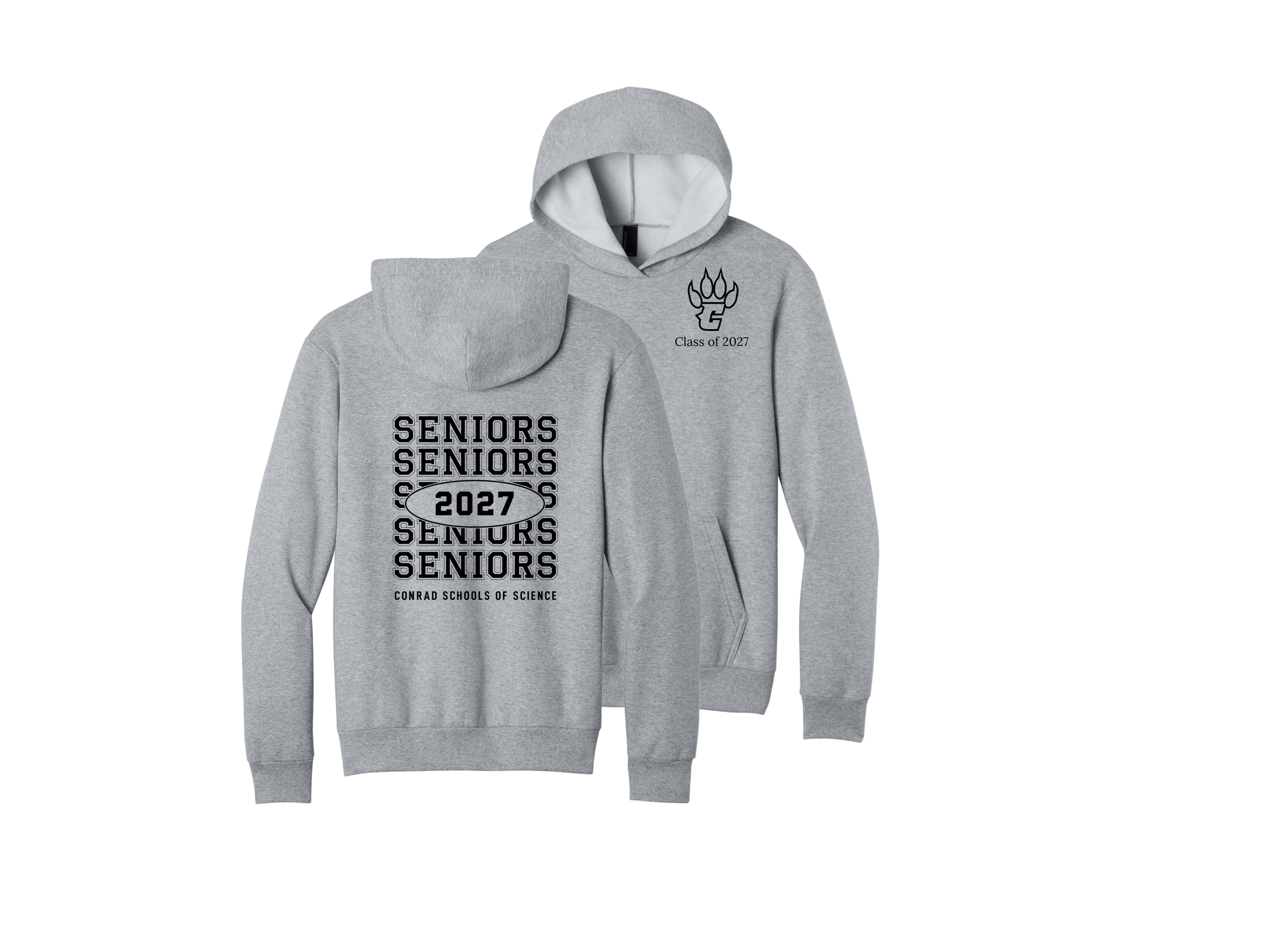 C/O 27 Senior Shop: Seniors 2027 Port & Co Easy Fleece Pullover Hooded Sweatshirt
