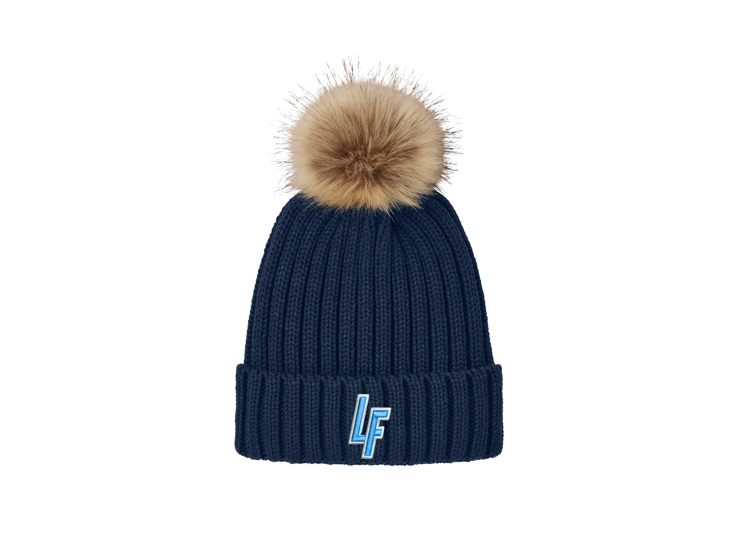 Lake Forest Tennis: LF EMB Tennis Authority Faux Fur Pom Beanie