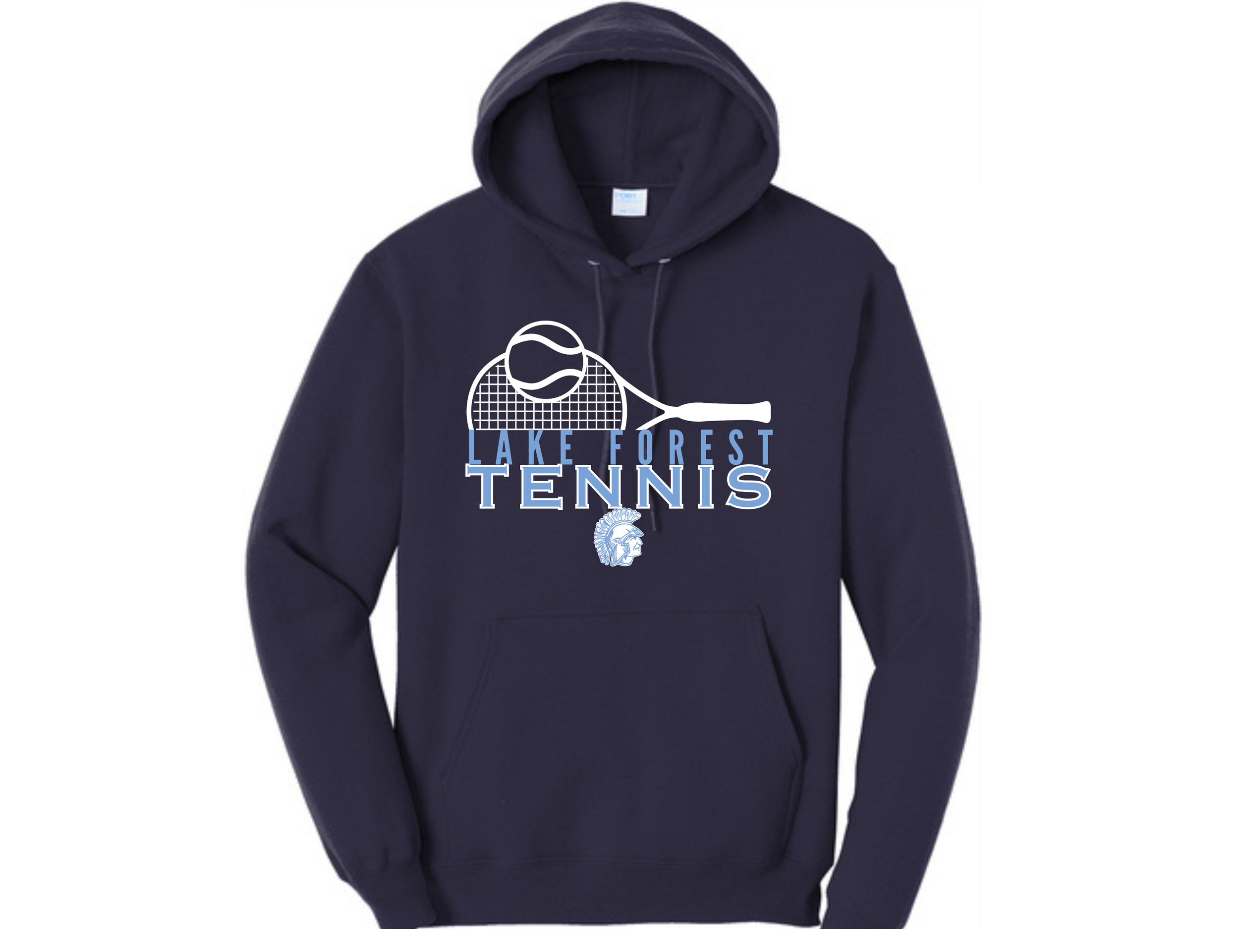 Lake Forest Tennis: LF Tennis Navy Port & Company Core Fleece Pullover Hooded Sweatshirt